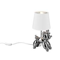 Tischlampe Silber/weiß Luftballonhund - Silberfarben/Weiß, Basics, Keramik/Textil (17/33/16cm)