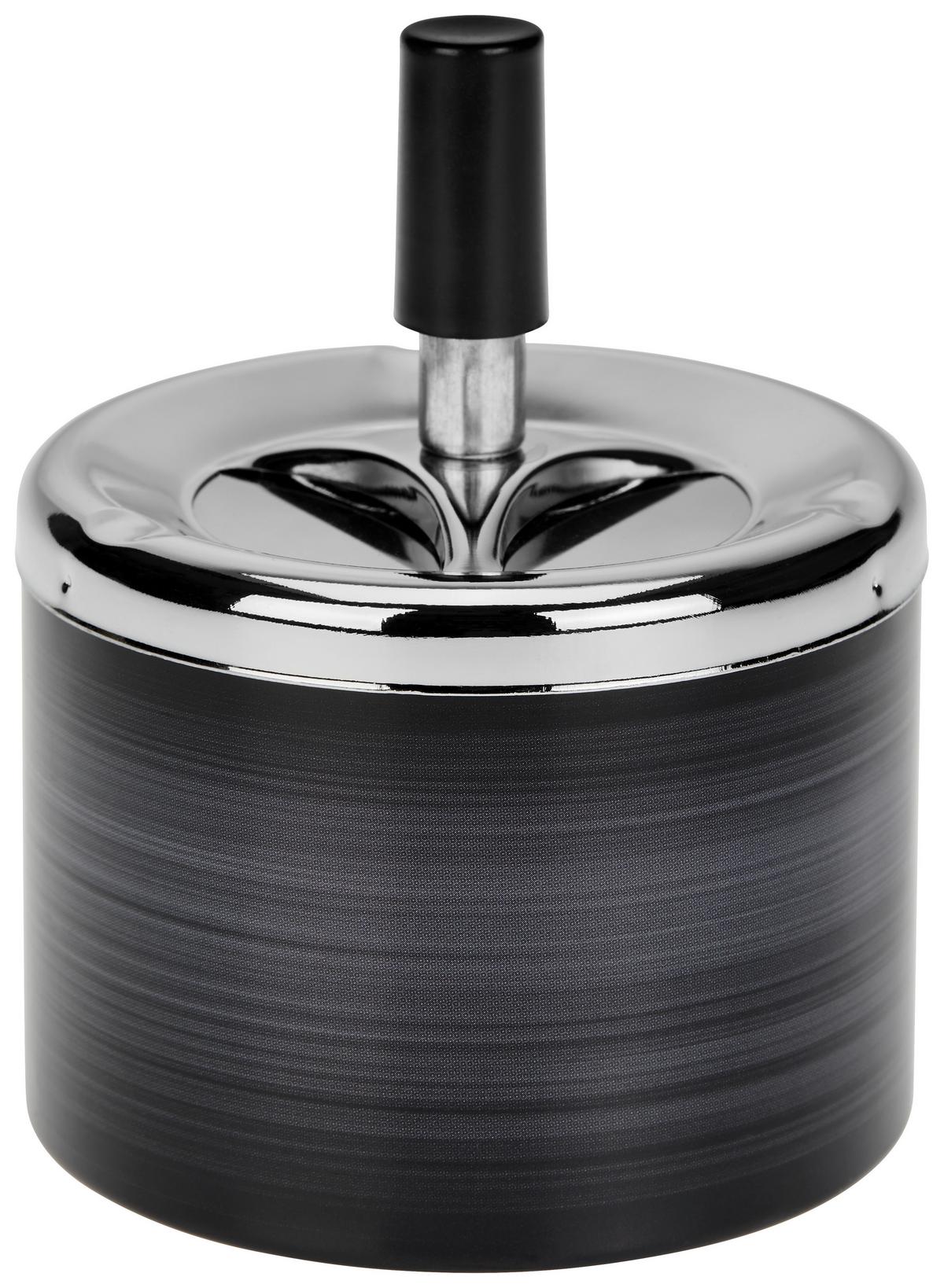 Aschenbecher Edith Metall/ Kunststoff Schwarz Ø 9,5 cm - Schwarz, LIFESTYLE, Kunststoff/Metall (9,5/12cm) - Ondega