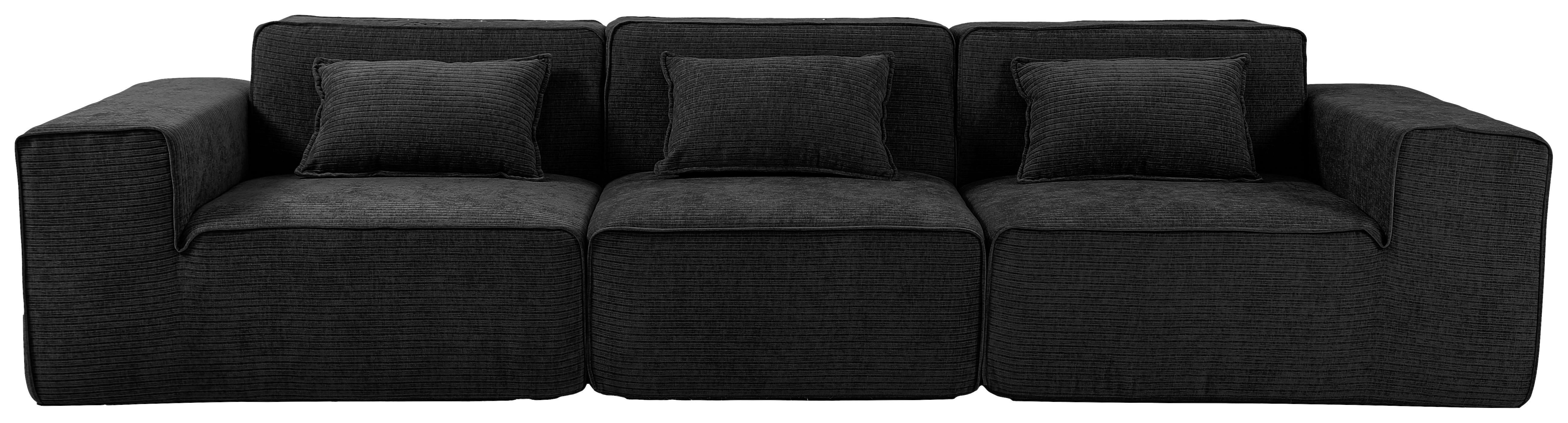 3-Sitzer-Sofa Aventis Schwarz B: 300 cm - Schwarz, Design, Textil (300/70/100cm) - P & B