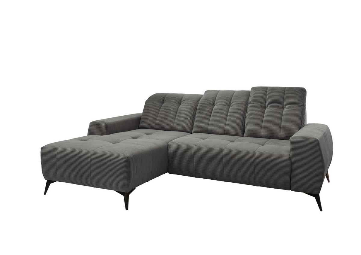 Ecksofa Mit Usb Anschluss Sano, Grau, S: 258x180 Cm - Schwarz/Grau, MODERN, Textil (258/180cm) - Livetastic