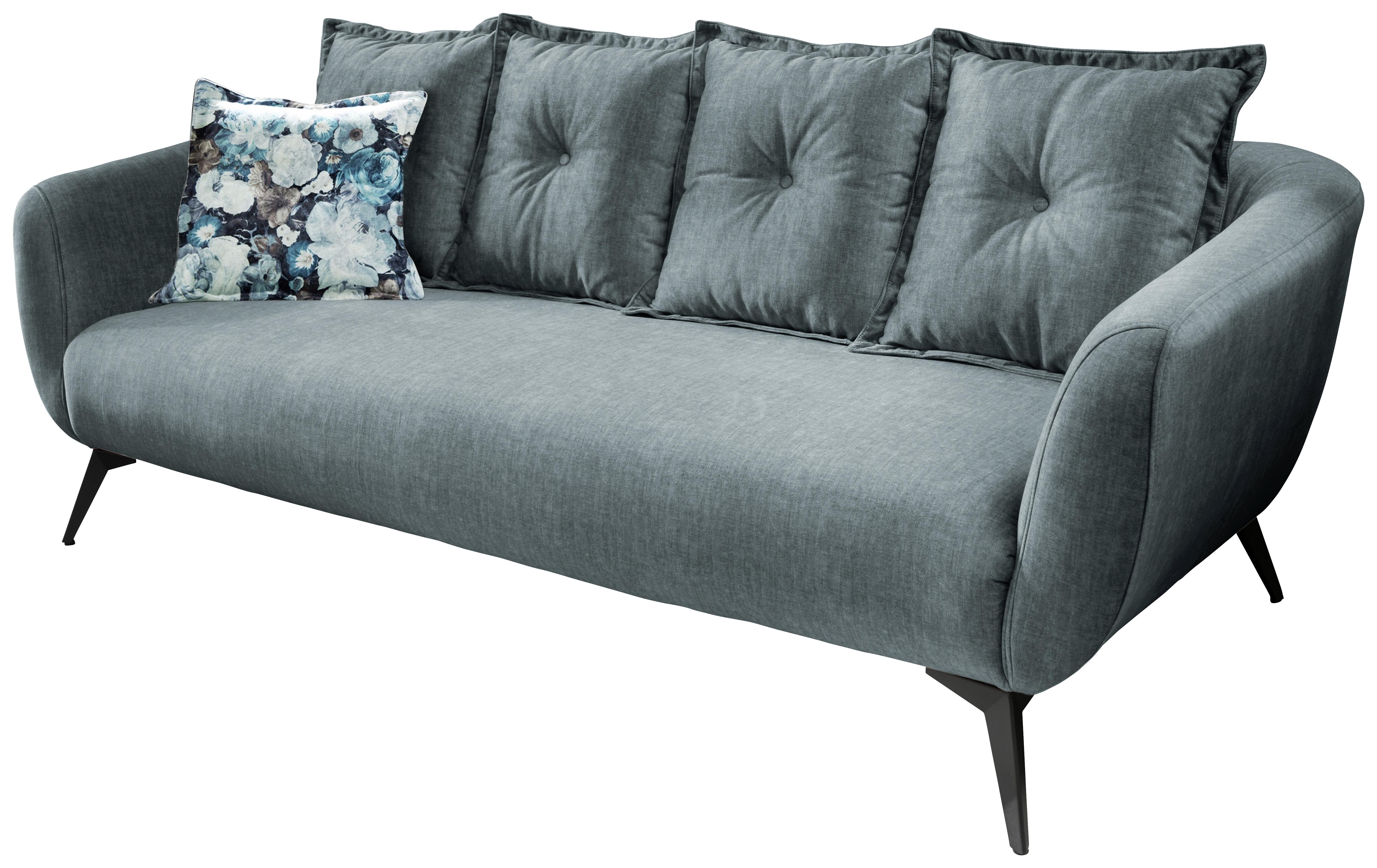3-Sitzer-Sofa Baggio mit Kissen Blau/Grün - Blau/Multicolor, MODERN, Holz/Textil (236/94/103cm) - Livetastic