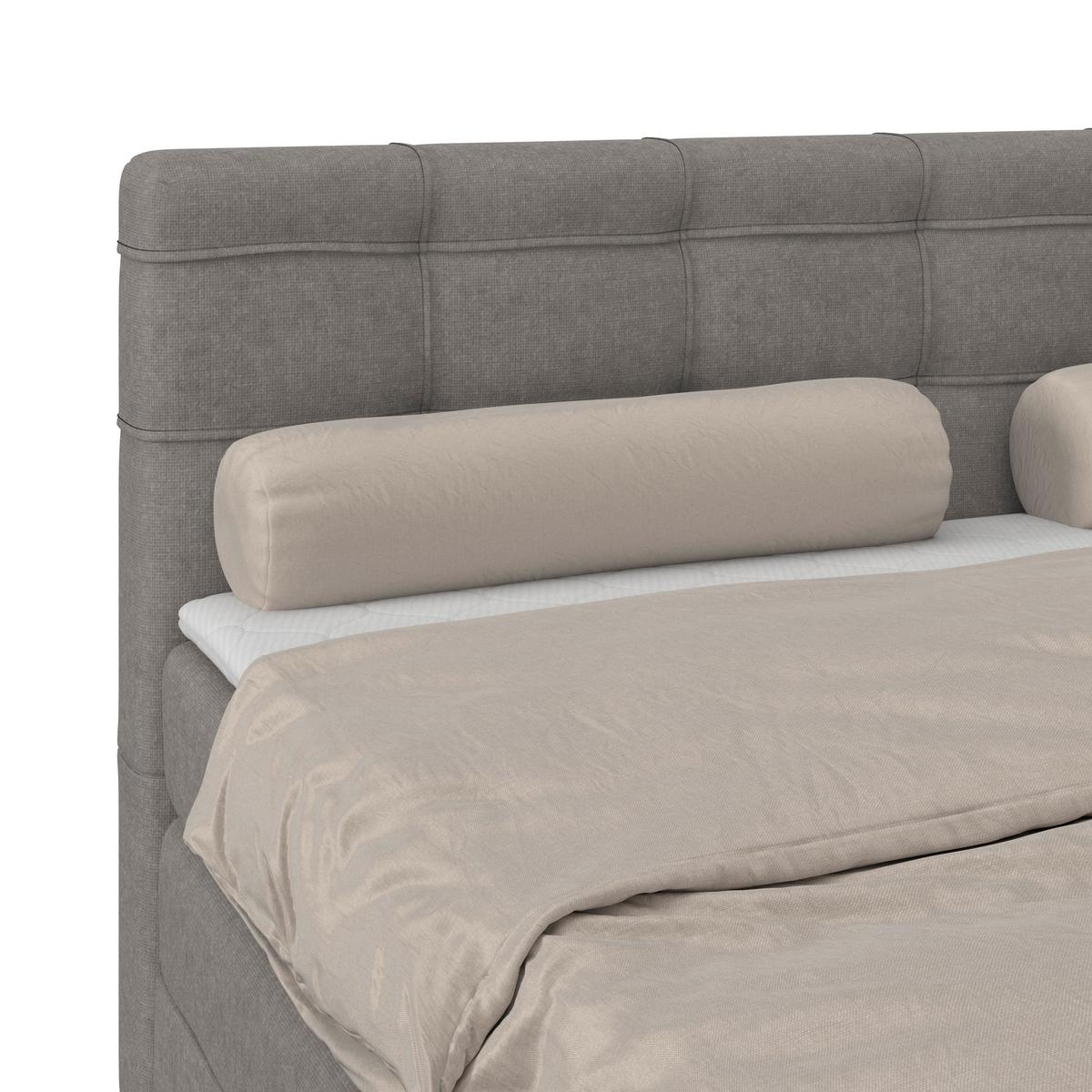 Boxspringbett MITTO Taupe 200x200 cm - Taupe/Schwarz, KONVENTIONELL, Textil/Metall (200/200cm)