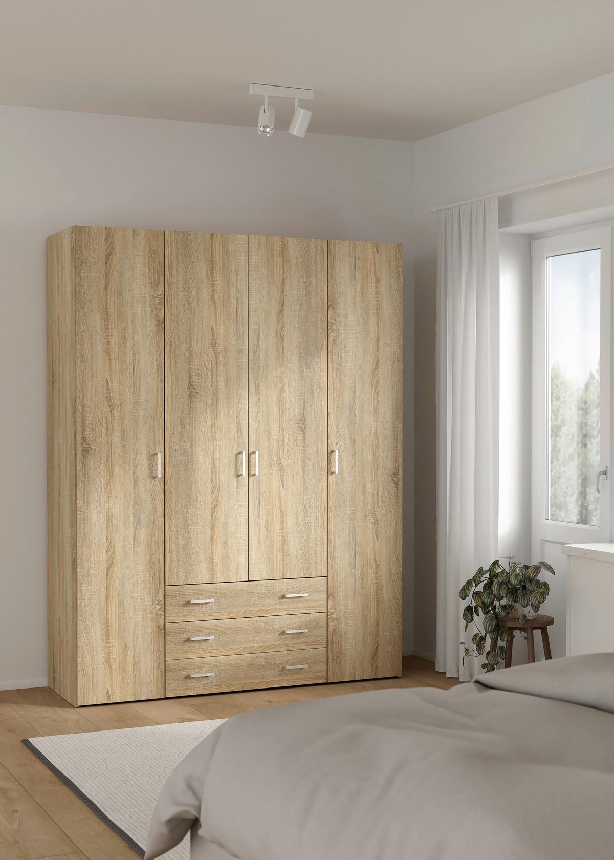 Ruhásszekrény Space 154/200cm - Sonoma tölgy, Konventionell, fa (154/200,4/49,5cm)