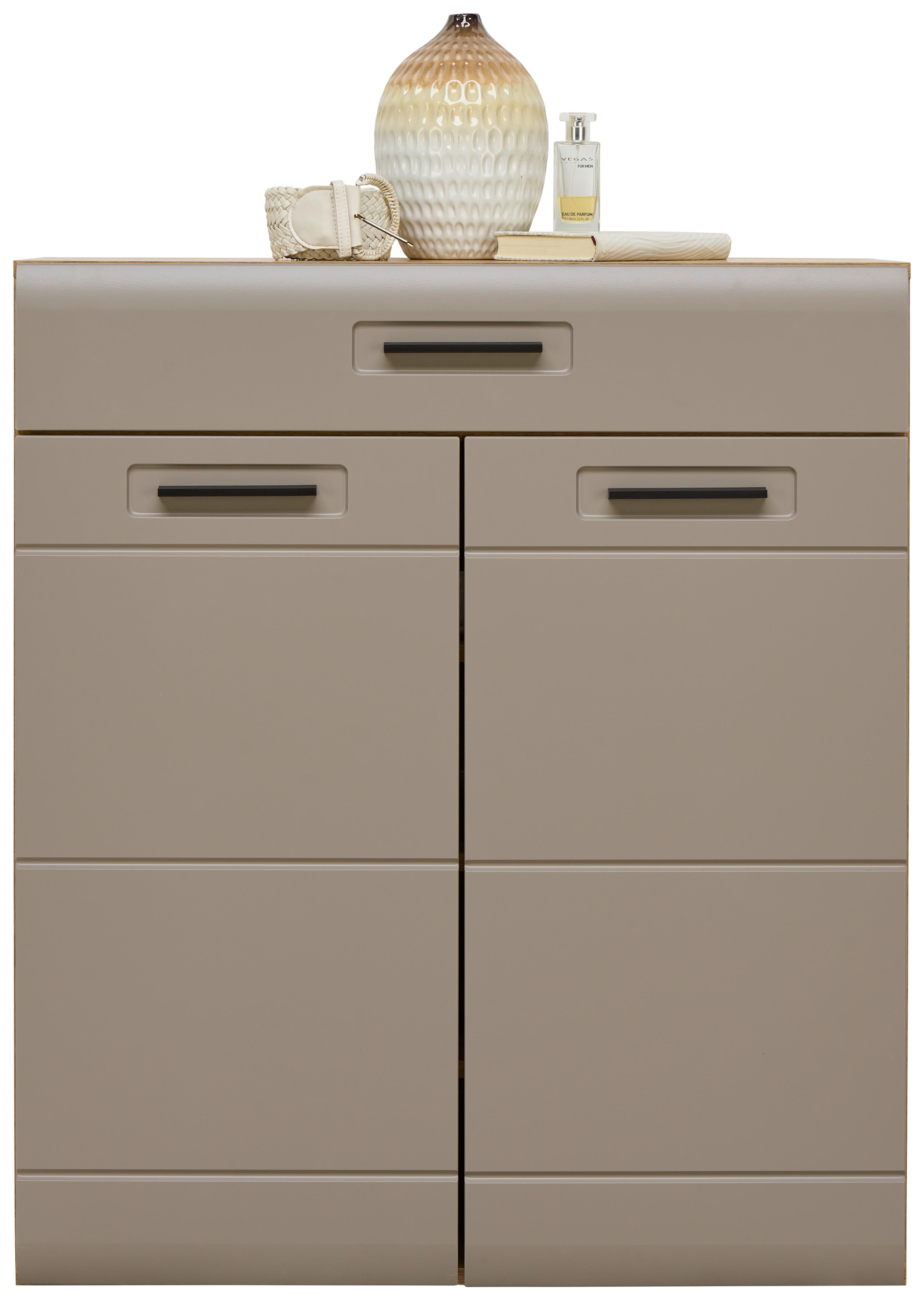 Kommode B: 85 cm Auris Basalt/Eiche Dekor - Eichefarben/Grau, MODERN (85/99,6/37,1cm) - Luca Bessoni