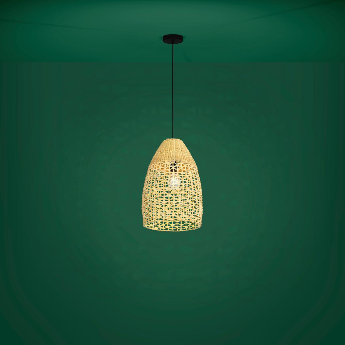 Hängeleuchte 390237*sambucona - Schwarz, Natur, Holz/Metall (35/150cm) - Eglo
