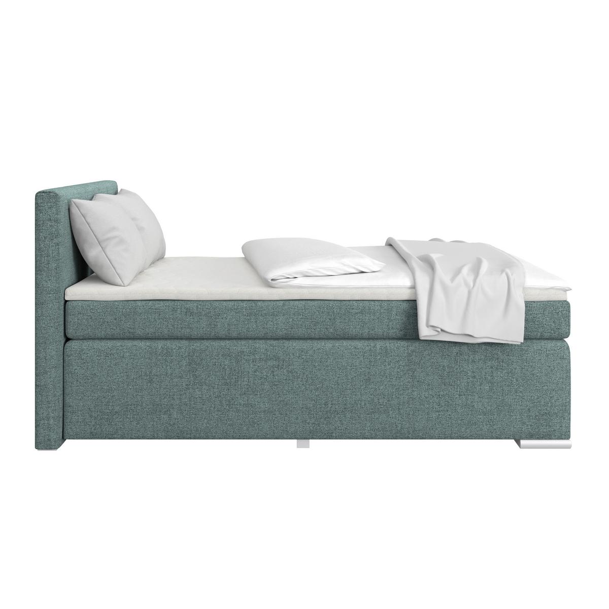Boxpringbett Mira I Nordic, Lf: 140x200 Cm - Blau/Alufarben, Basics, Textil (140/200cm)