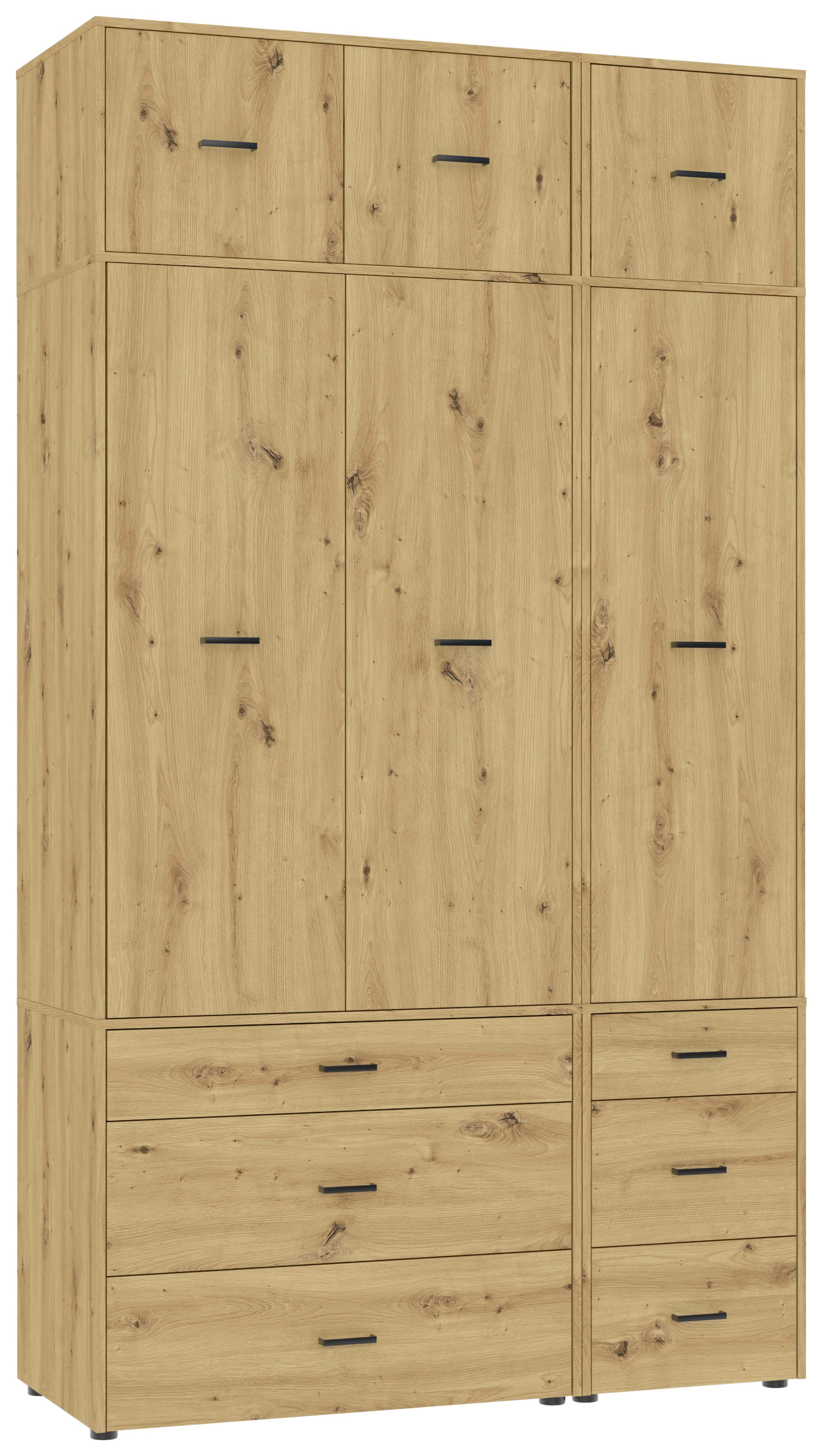 Kleiderschrank Kivo Eiche Artisan Dekor, B: 135 cm - Eiche Artisan, Basics, Holzwerkstoff (135/239,40/52,1cm)