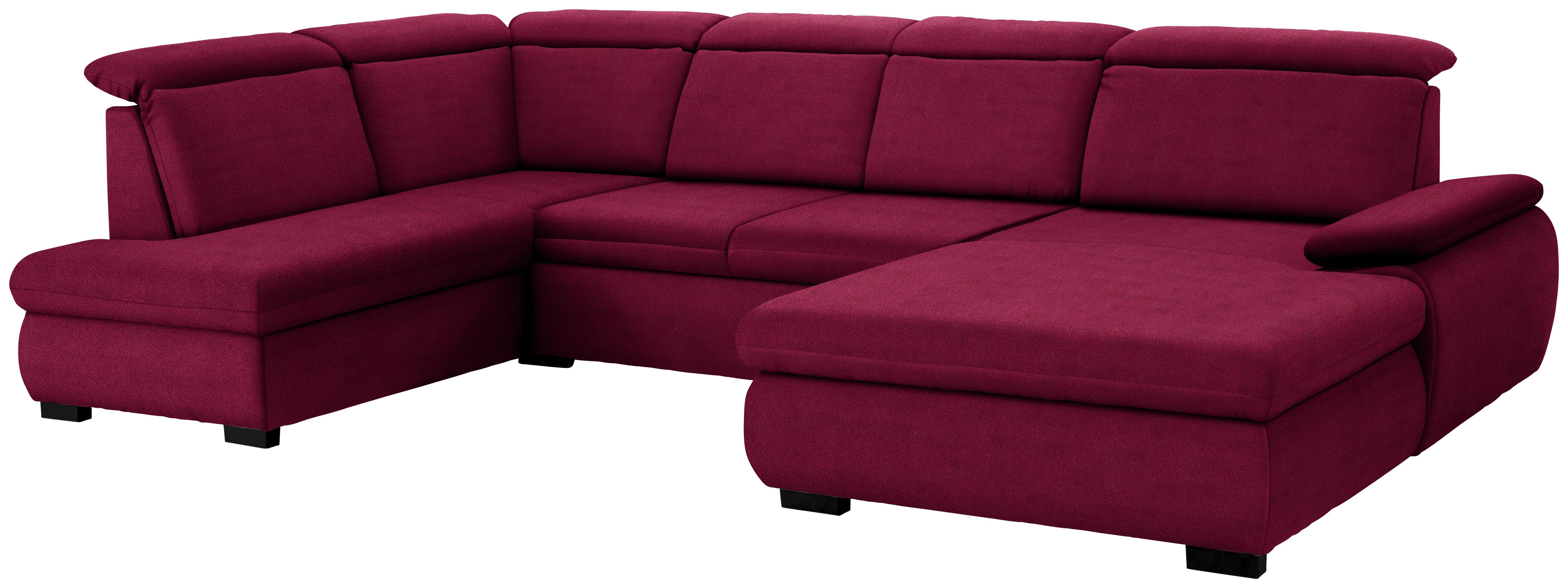 Wohnlandschaft in U-Form Maße: ca. 184/335/172 cm - Rot/Schwarz, KONVENTIONELL, Holz/Textil (184/335/172cm) - Ombra