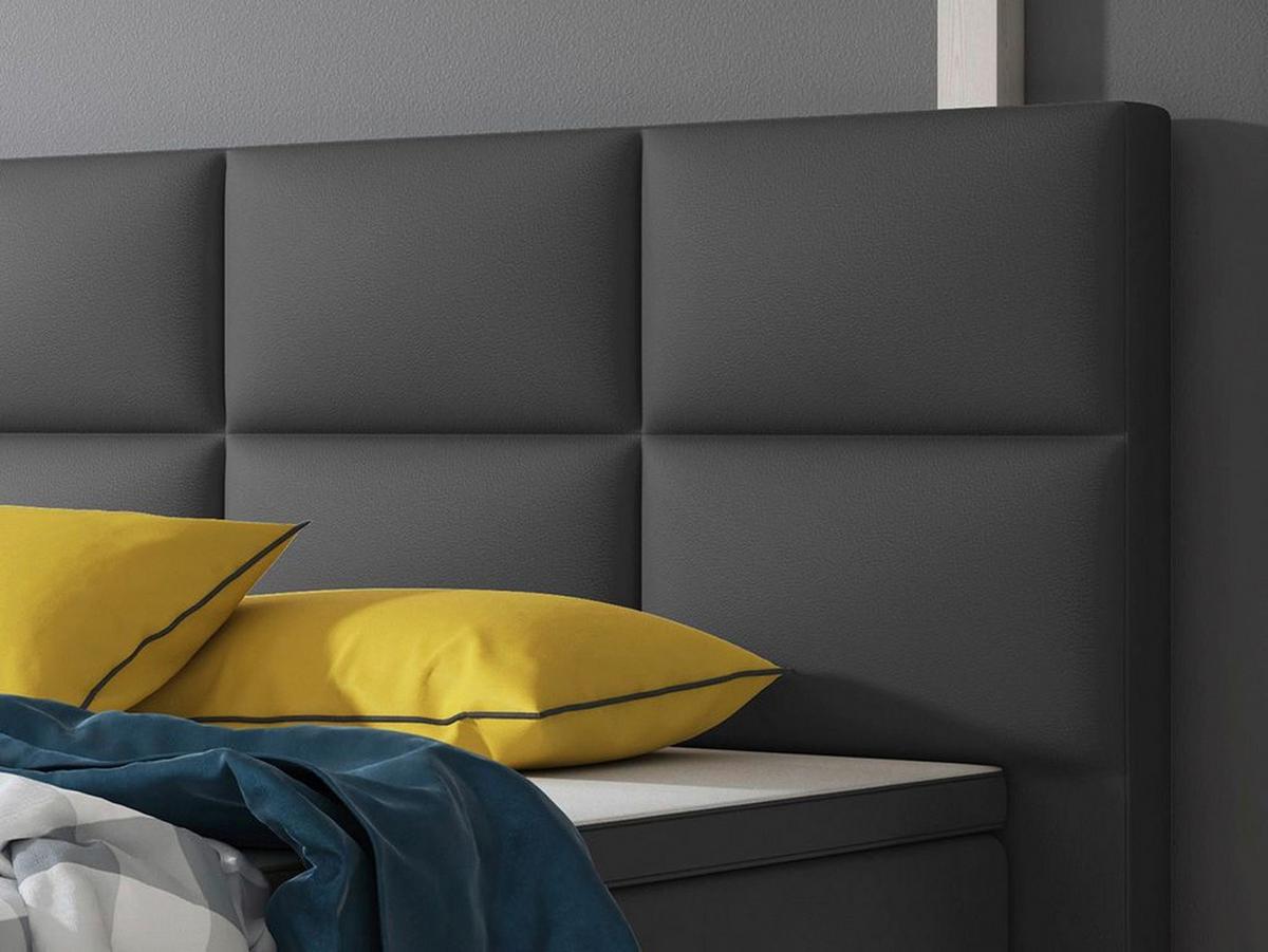Boxspringbett Mit Topper / Matratze 180x200 Cm Miami - Anthrazit/Silberfarben, KONVENTIONELL, Leder/Textil (200/125/210cm) - MID.YOU