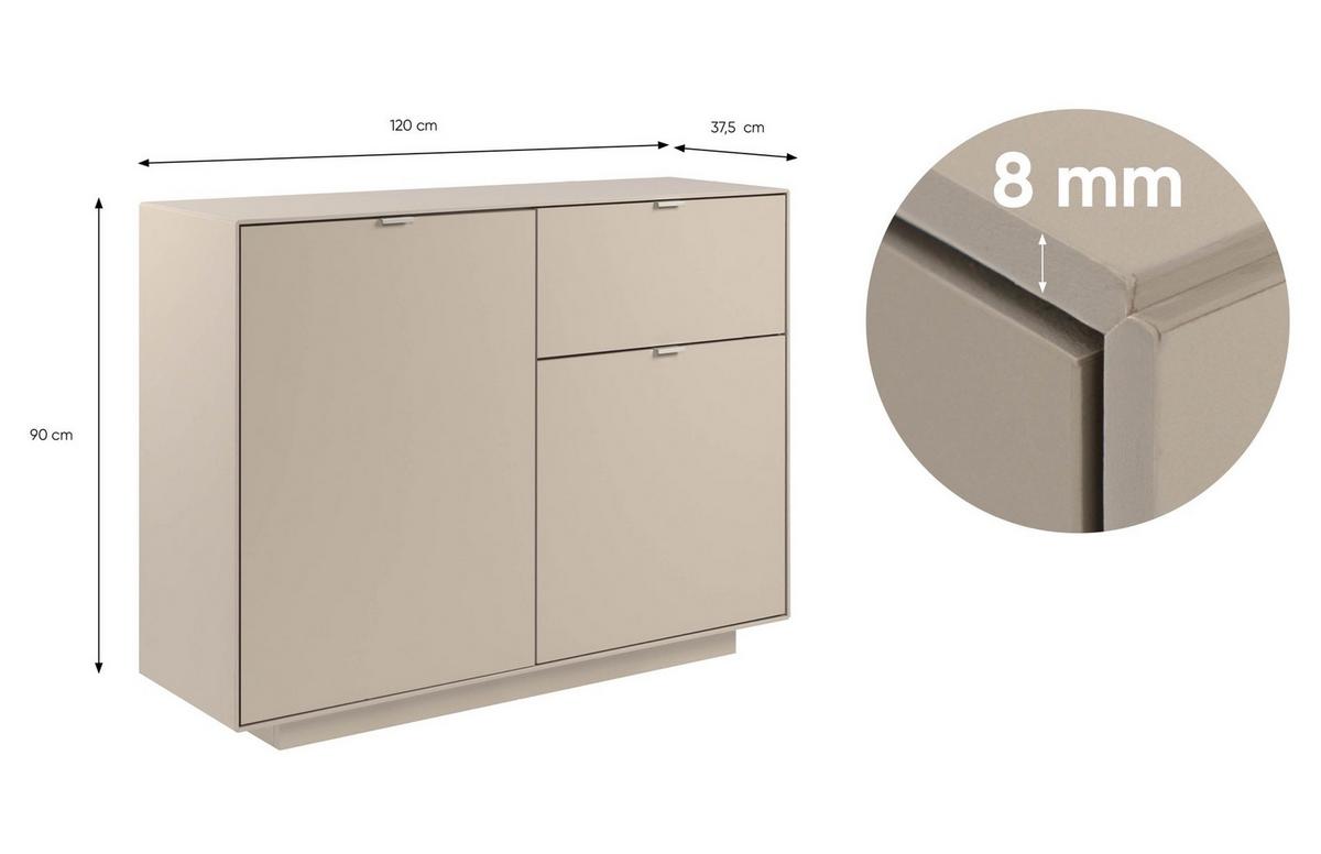 Kommode Sivas B: 120 cm Sandfarben - Sandfarben, Design, Holzwerkstoff (120/90/37,5cm) - MID.YOU