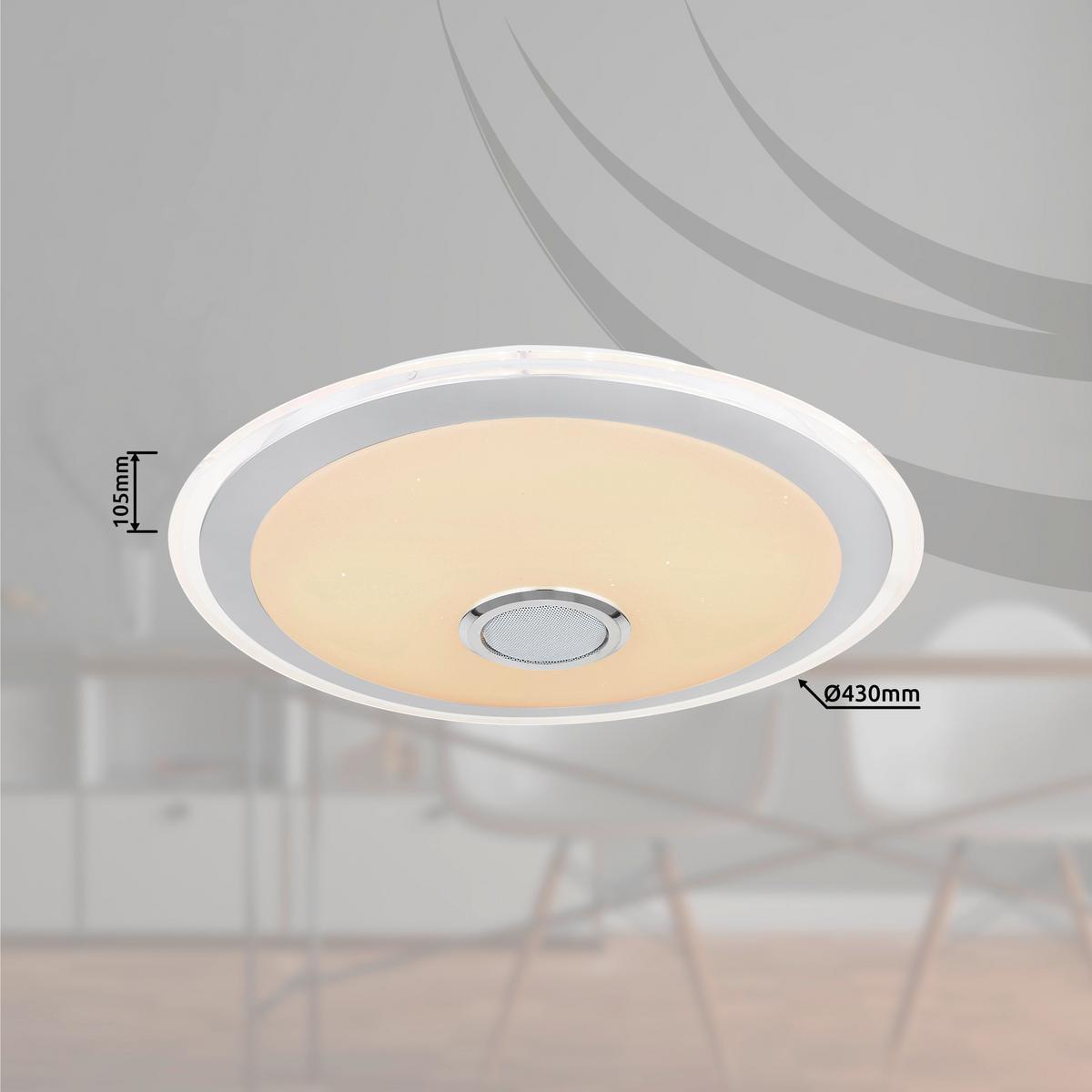LED-Deckenleuchte 41371-24 - Chromfarben/Klar, KONVENTIONELL, Kunststoff/Metall (43/10,5cm) - Globo