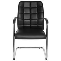 Besucherstuhl Flexo Lederlook Schwarz Bis 110 Kg - Chromfarben/Schwarz, MODERN, Kunststoff/Textil (55/94/43cm) - MID.YOU