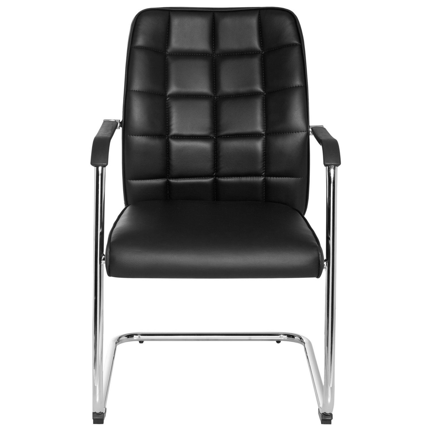 Besucherstuhl Flexo Lederlook Schwarz bis 110 kg 55x94x43 cm
