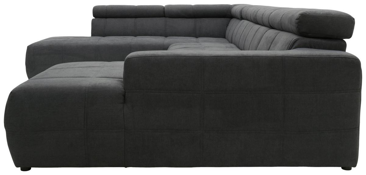 Wohnlandschaft Brandon Dunkelgrau Mikrofaser - Dunkelgrau/Schwarz, Design, Textil (228/359/175cm) - MID.YOU