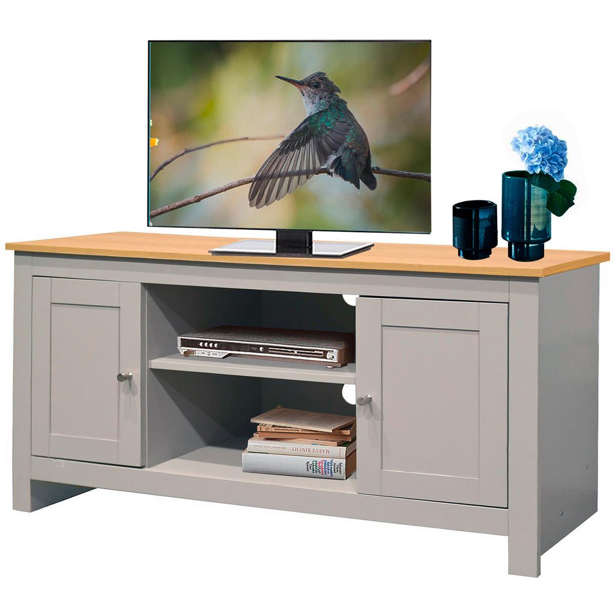 Lowboard Emerald Grau Naturfarben B: 120 cm - Naturfarben/Grau, Design, Holzwerkstoff (120/58/39cm) - MID.YOU
