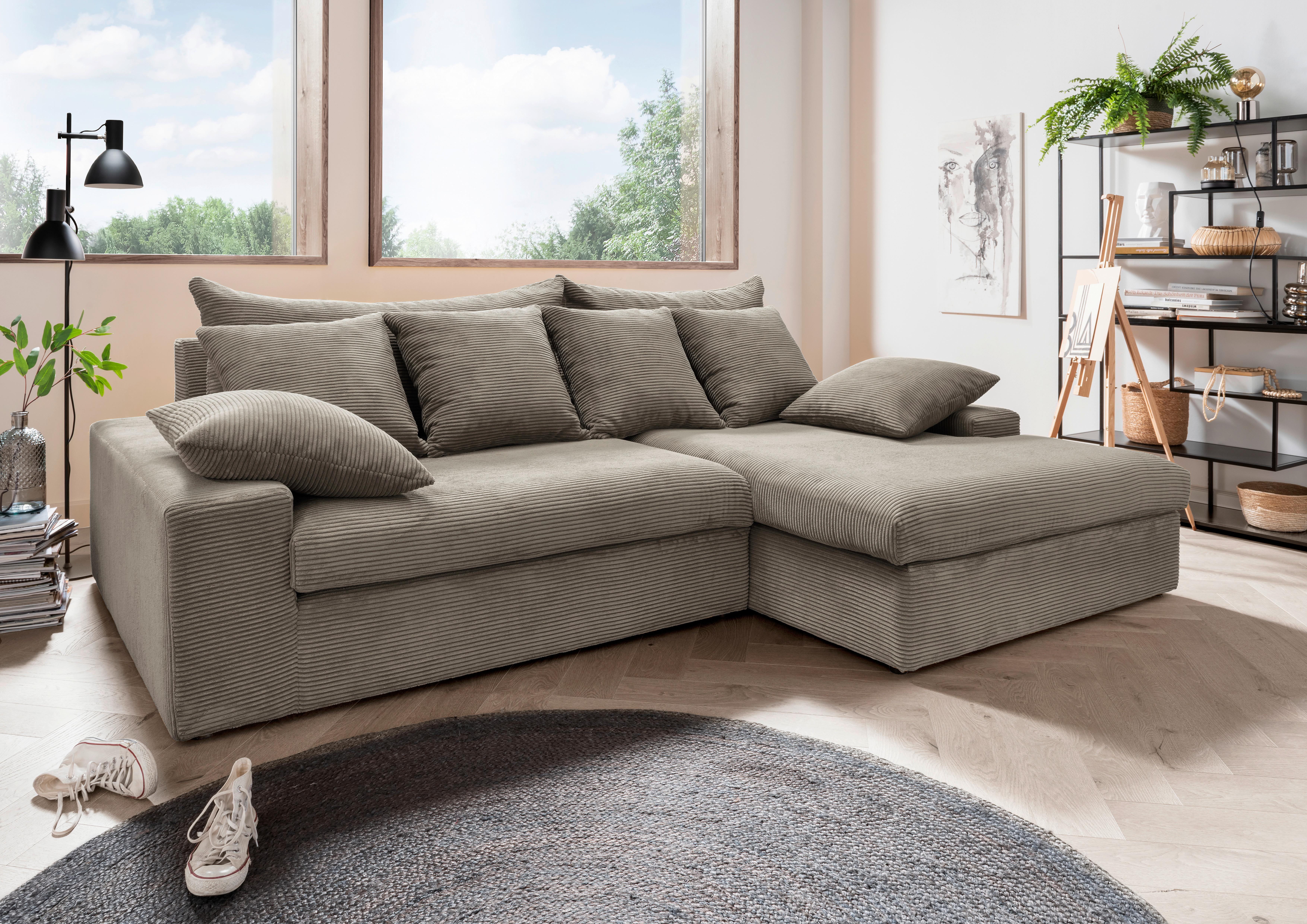 Ecksofa Avellino Graubraun S: 278/200 cm - Graubraun/Schwarz, MODERN, Textil (278/200cm) - Livetastic