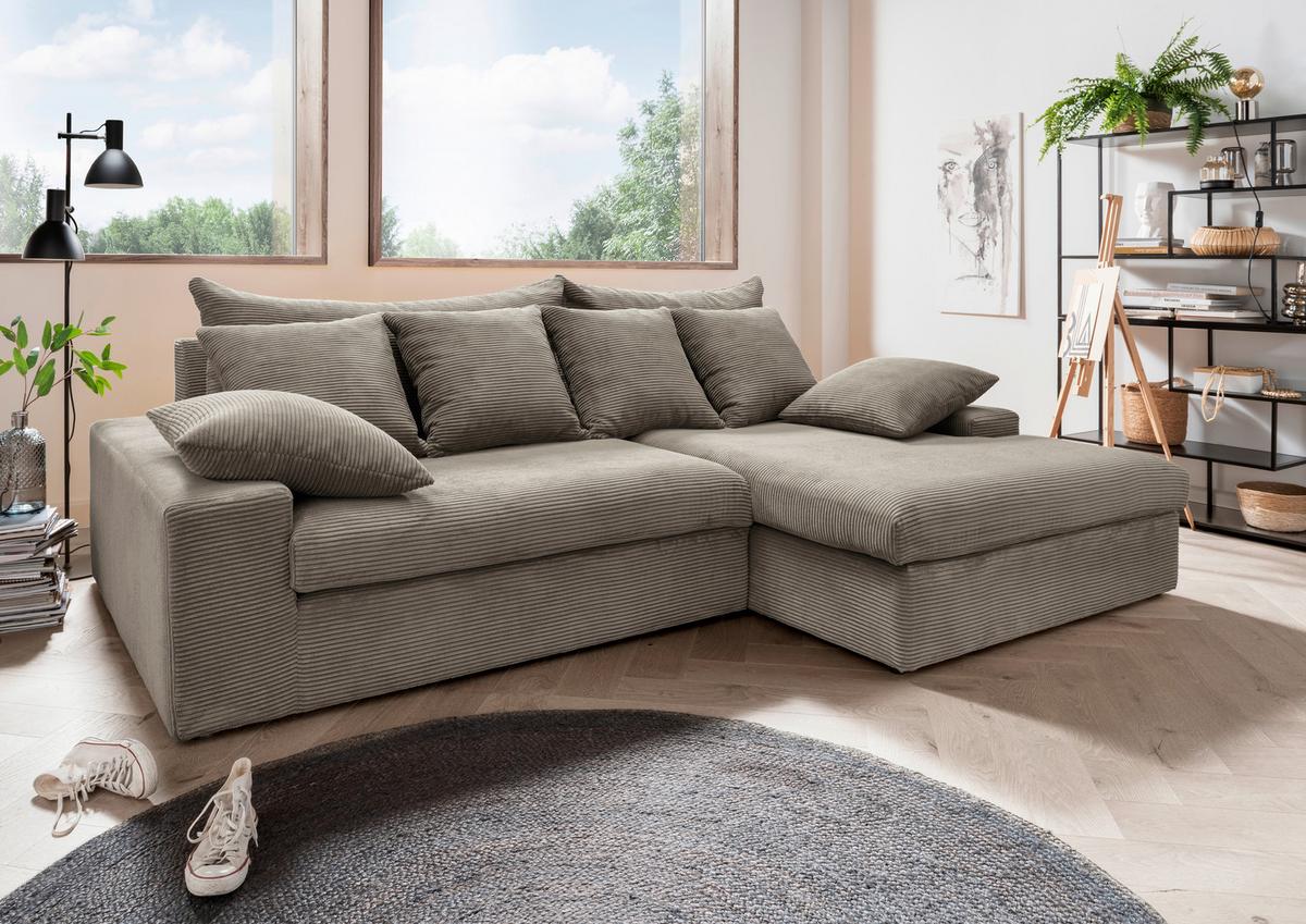 Ecksofa Avellino Graubraun S: 278/200 cm - Graubraun/Schwarz, MODERN, Textil (278/200cm) - Livetastic