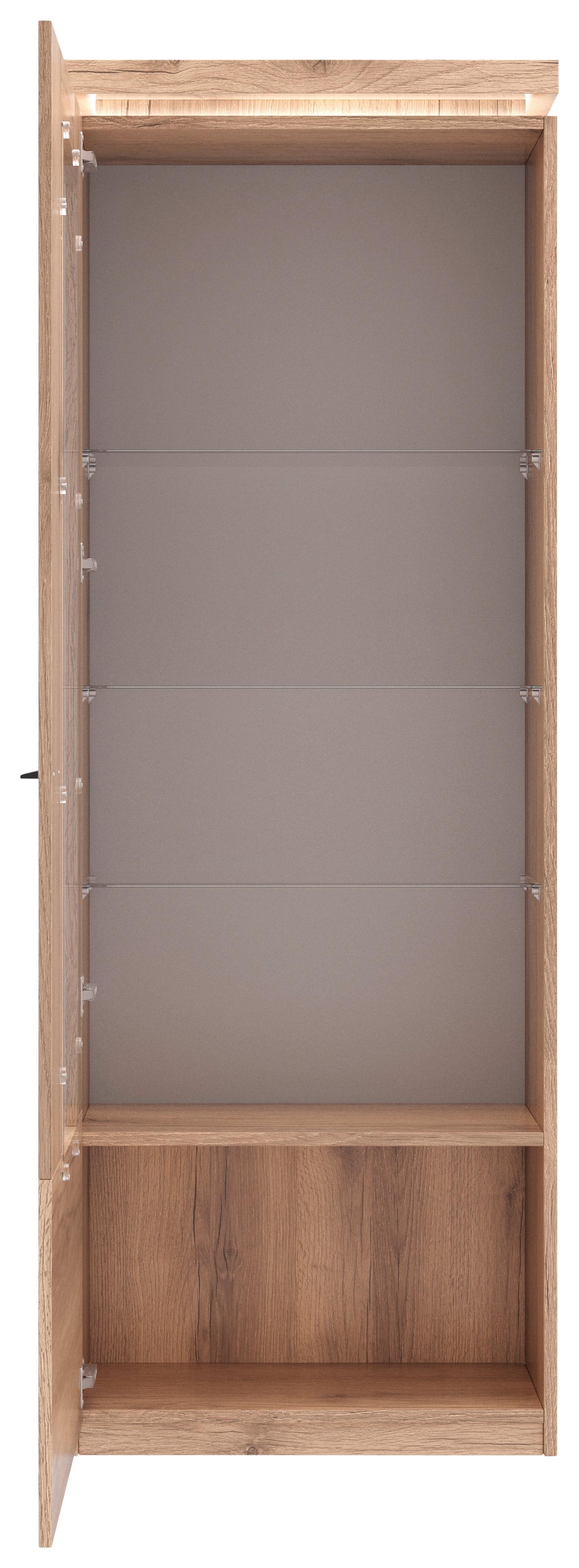 Vitrine Vancouver B: 70 Cm Mit Beleuchtung Eiche Dekor - Eichefarben, MODERN, Glas/Holzwerkstoff (70/198/38cm)
