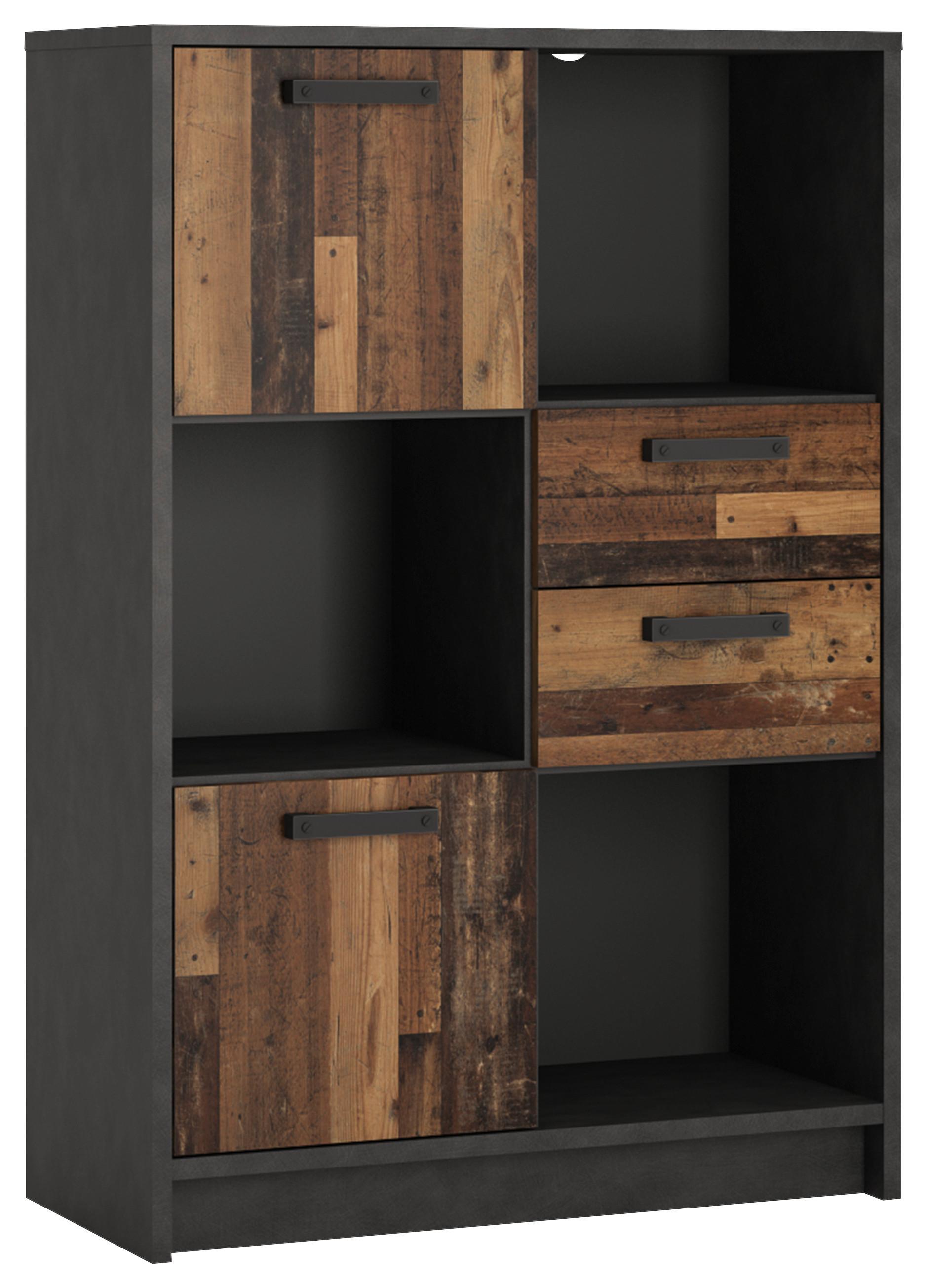 Gyerek Könyvespolc Nubi - ótölgy/sötétszürke, Modern, faalapú anyag (55,8/196/42cm)