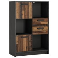 Gyerek Könyvespolc Nubi - ótölgy/sötétszürke, Modern, faalapú anyag (87/128,7/42cm)