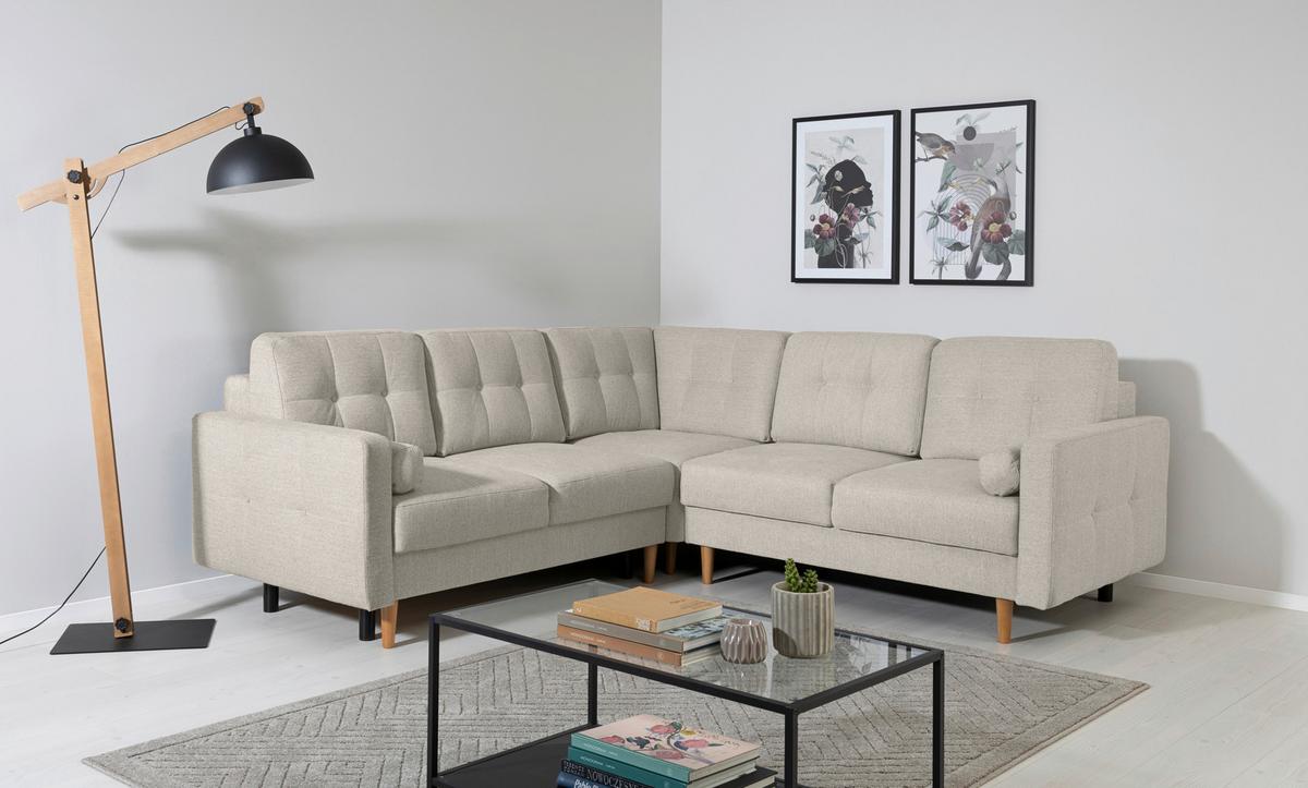 Ecksofa Noret, Beige S: 242x242 Cm - Beige/Buchefarben, Design, Textil (242/242cm) - MID.YOU