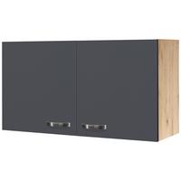 Küchenoberschrank Shadow 100cm Grau/eiche Dekor 2 Drehtüren - Dunkelgrau/Eiche San Remo, MODERN, Holzwerkstoff (100/54/32cm)