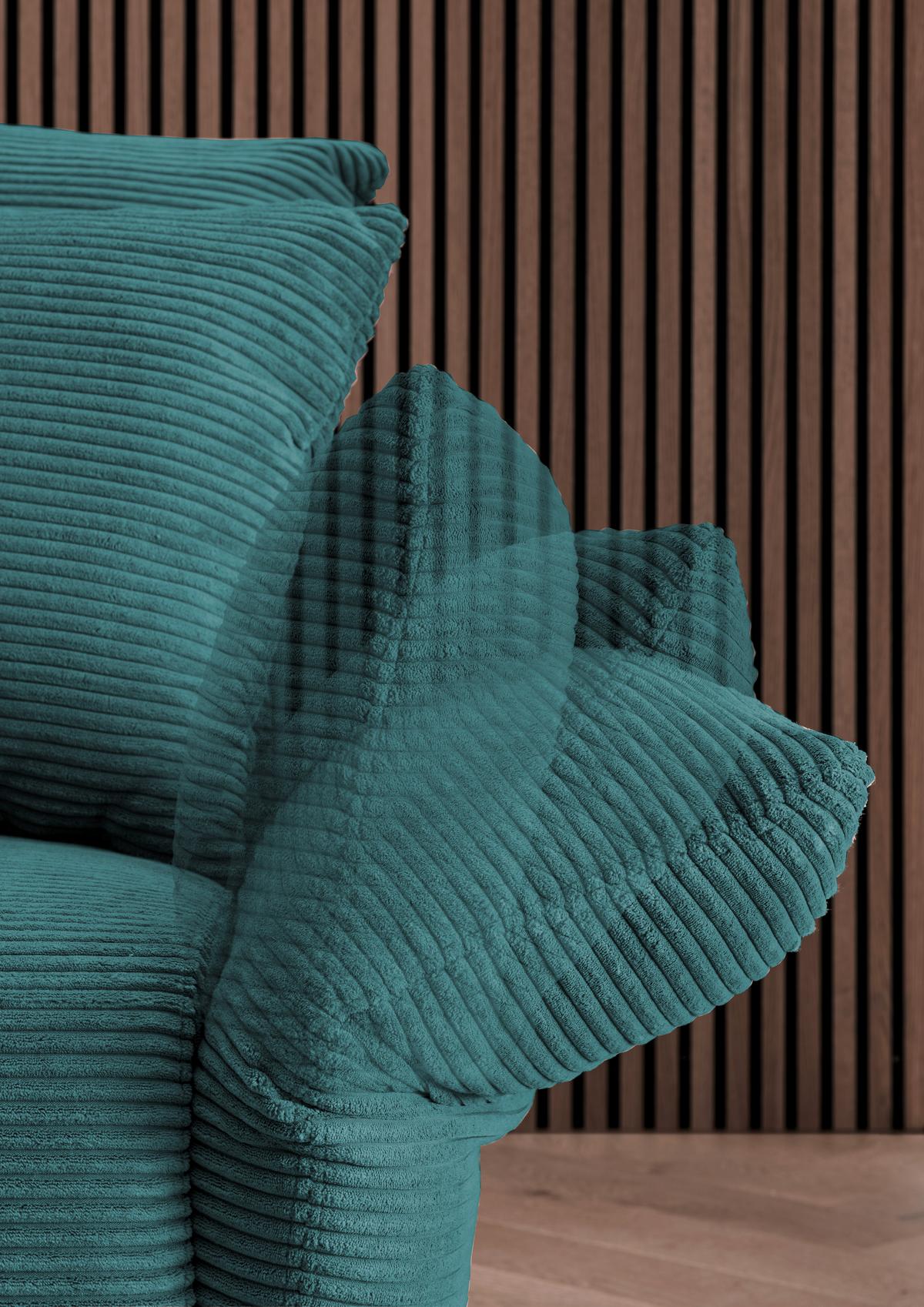 Ecksofa Vanilla Petrol S: 294x256 cm - Petrol/Schwarz, Design, Textil (294/256cm) - Livetastic