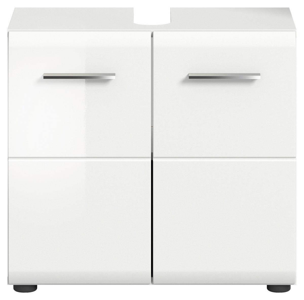 Waschbeckenunterschrank Ice B: 60 cm Weiß Hochglanz - Weiß Hochglanz/Anthrazit, MODERN, Holzwerkstoff (60/54/32cm) - MID.YOU