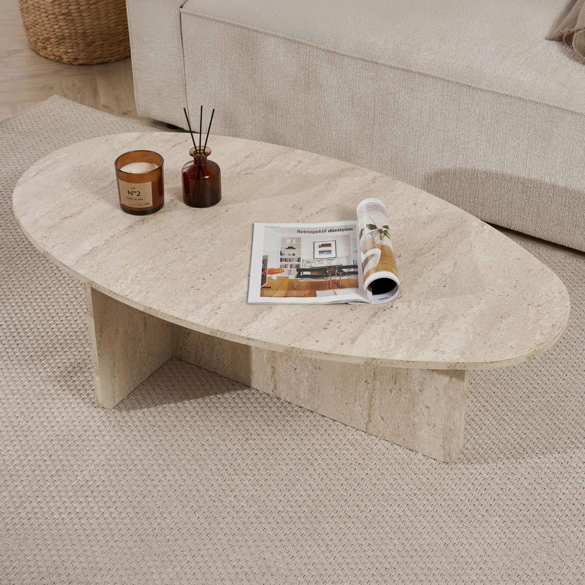 COUCHTISCH Orba Creme L: 120cm - Creme, Design, Holzwerkstoff (120/40/65cm) - MID.YOU