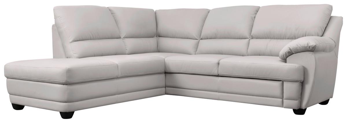 Ecksofa Nebolo Hellgrau Lederlook - Hellgrau, Design, Textil (225/245cm) - Livetastic