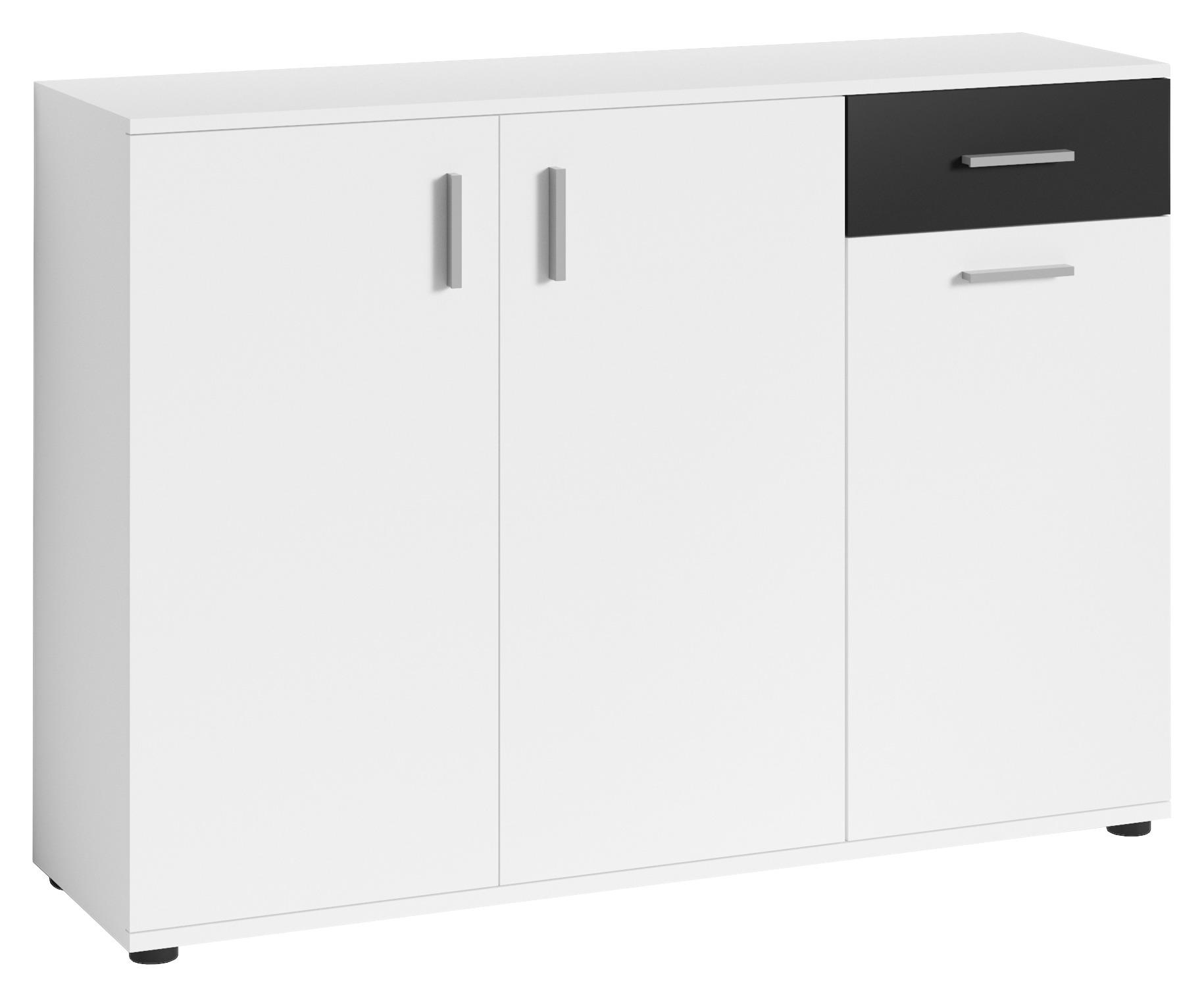 Kommode B: 110 cm Jakob Weiß/Schwarz - Schwarz/Weiß, MODERN, Holzwerkstoff (110/83,5/35,5cm) - MID.YOU