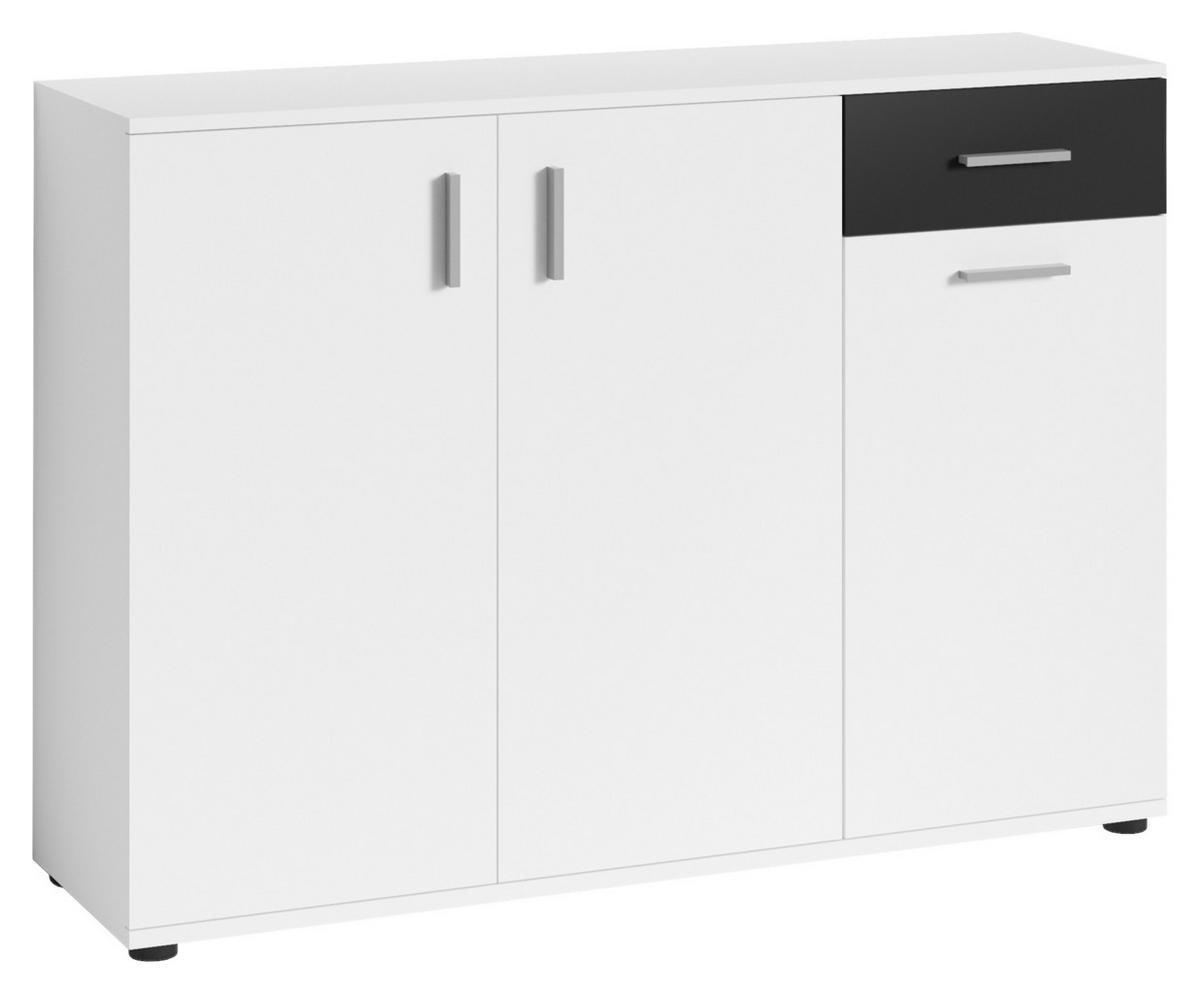 Kommode B: 110 cm Jakob Weiß/Schwarz - Schwarz/Weiß, MODERN, Holzwerkstoff (110/83,5/35,5cm) - MID.YOU