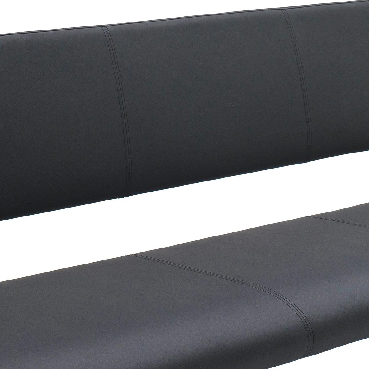 Sitzbank Mit Lehne Schwarz Lederlook Arco B: 175 Cm - Edelstahlfarben/Schwarz, Design, Kunststoff/Metall (175/86/59cm) - Livetastic
