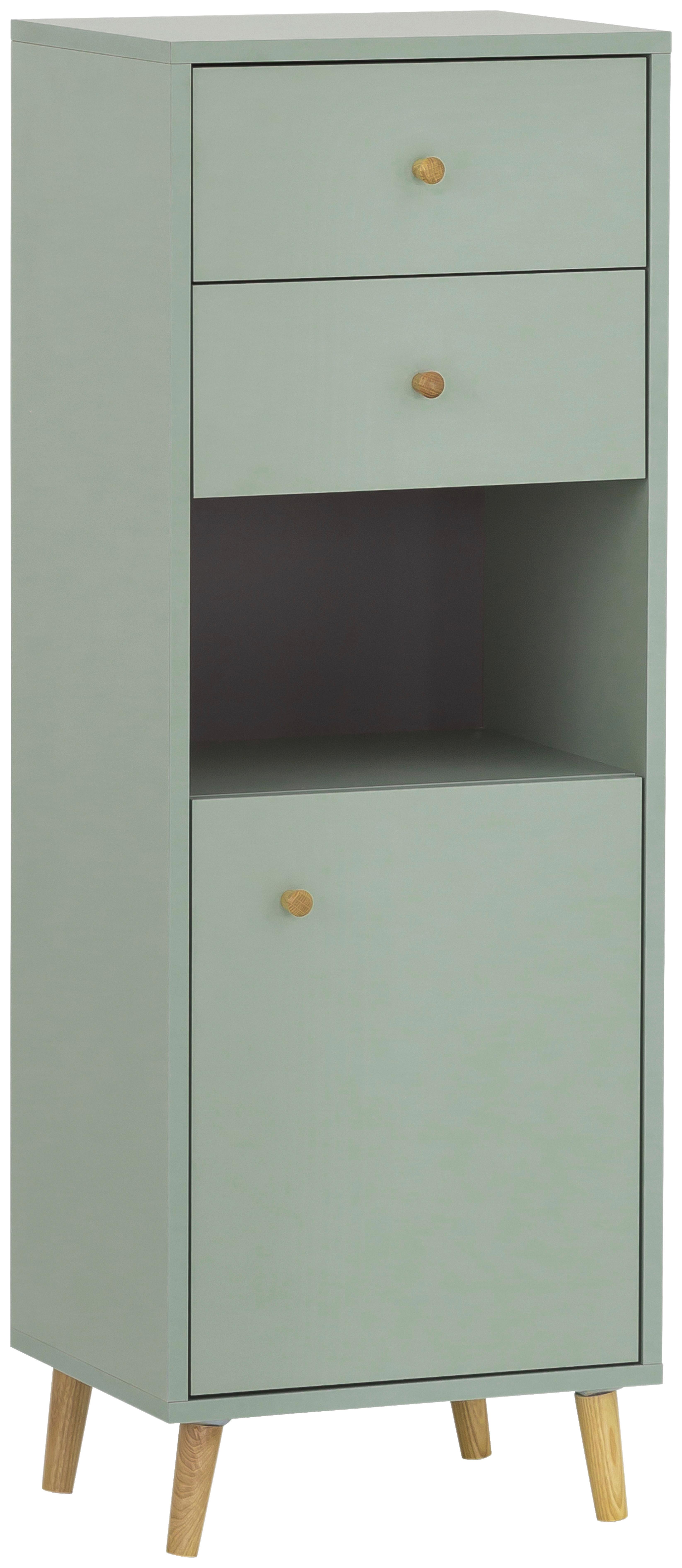 Midischrank Bjarne BxH: 40,3x 113,4 cm Grün/Eiche