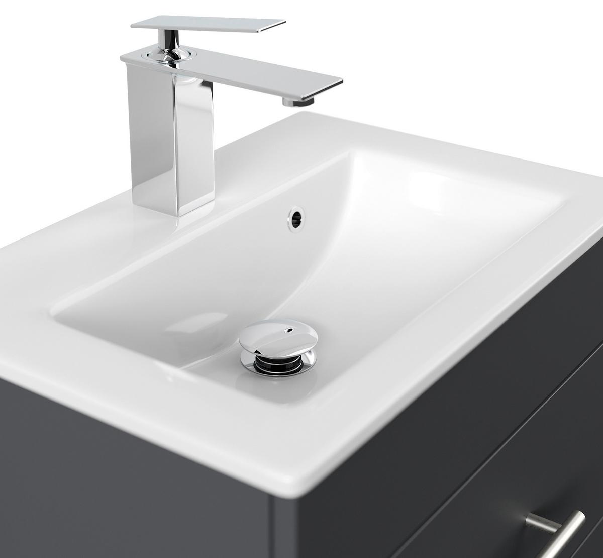 Badezimmer Portus Graphitfarben B: 50 cm - Graphitfarben/Weiß, MODERN, Keramik/Holzwerkstoff (50cm) - MID.YOU