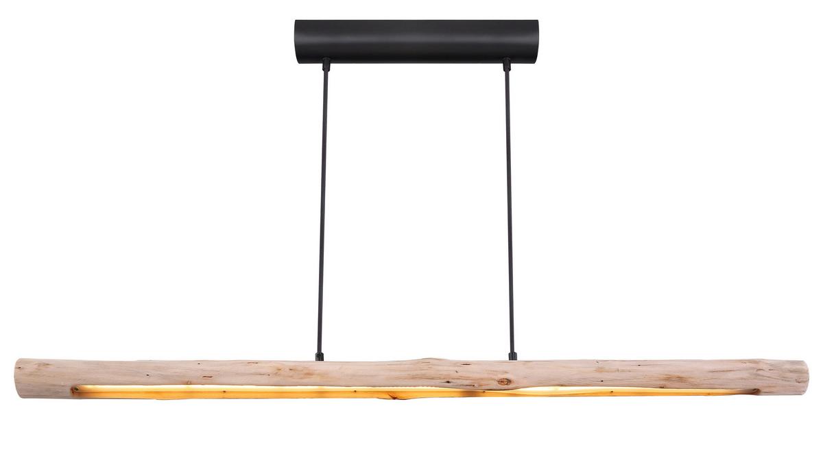 Hängeleuchte Mella H: 150 Cm 1-Flammig - Schwarz/Naturfarben, Basics, Holz/Metall (120/7/150cm) - Globo