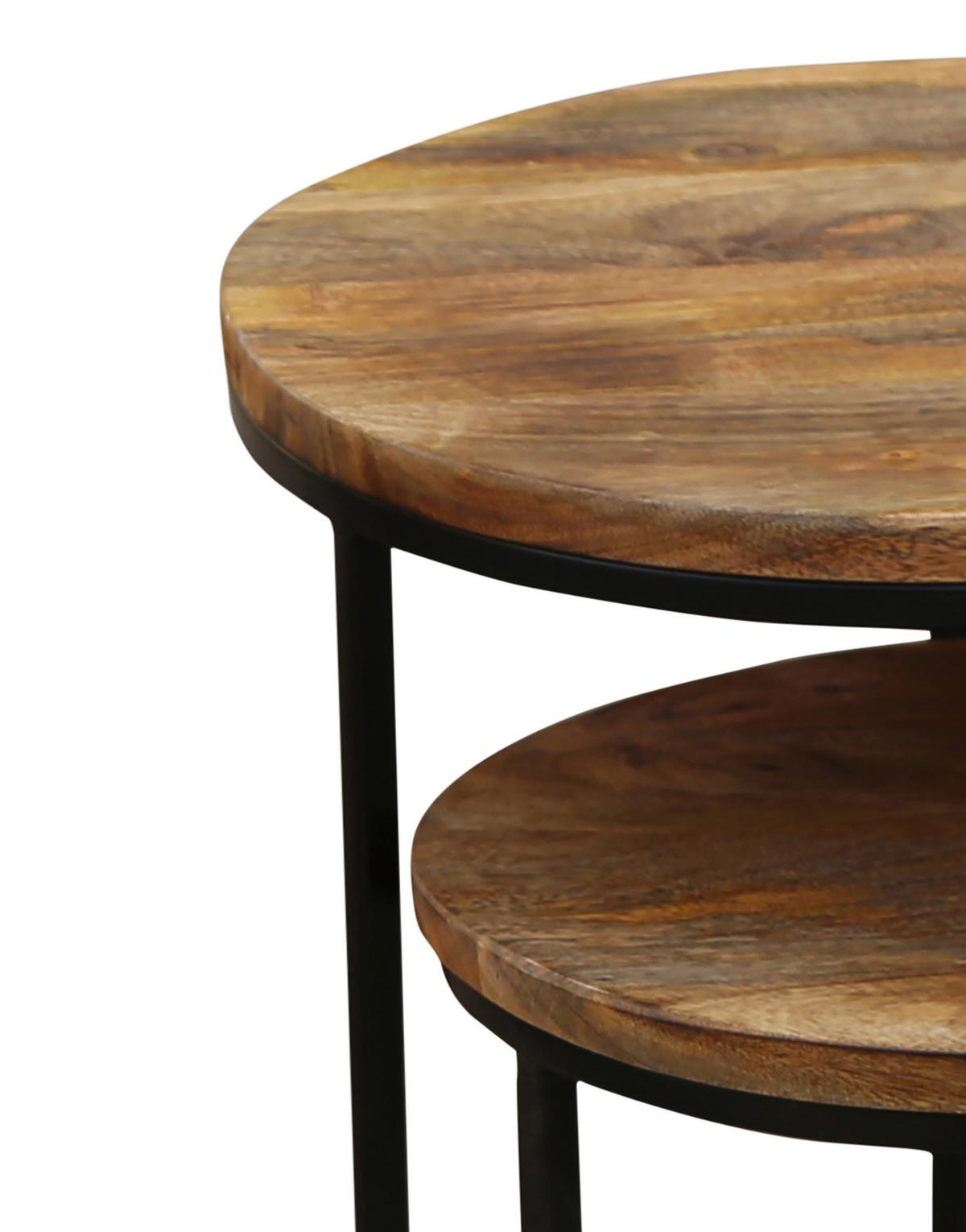Beistelltisch 2--Teilig. Jaron Naturfarben/Mangoholz/Schwarz - Schwarz/Naturfarben, MODERN, Holz/Metall (40/30x60/50cm) - MID.YOU