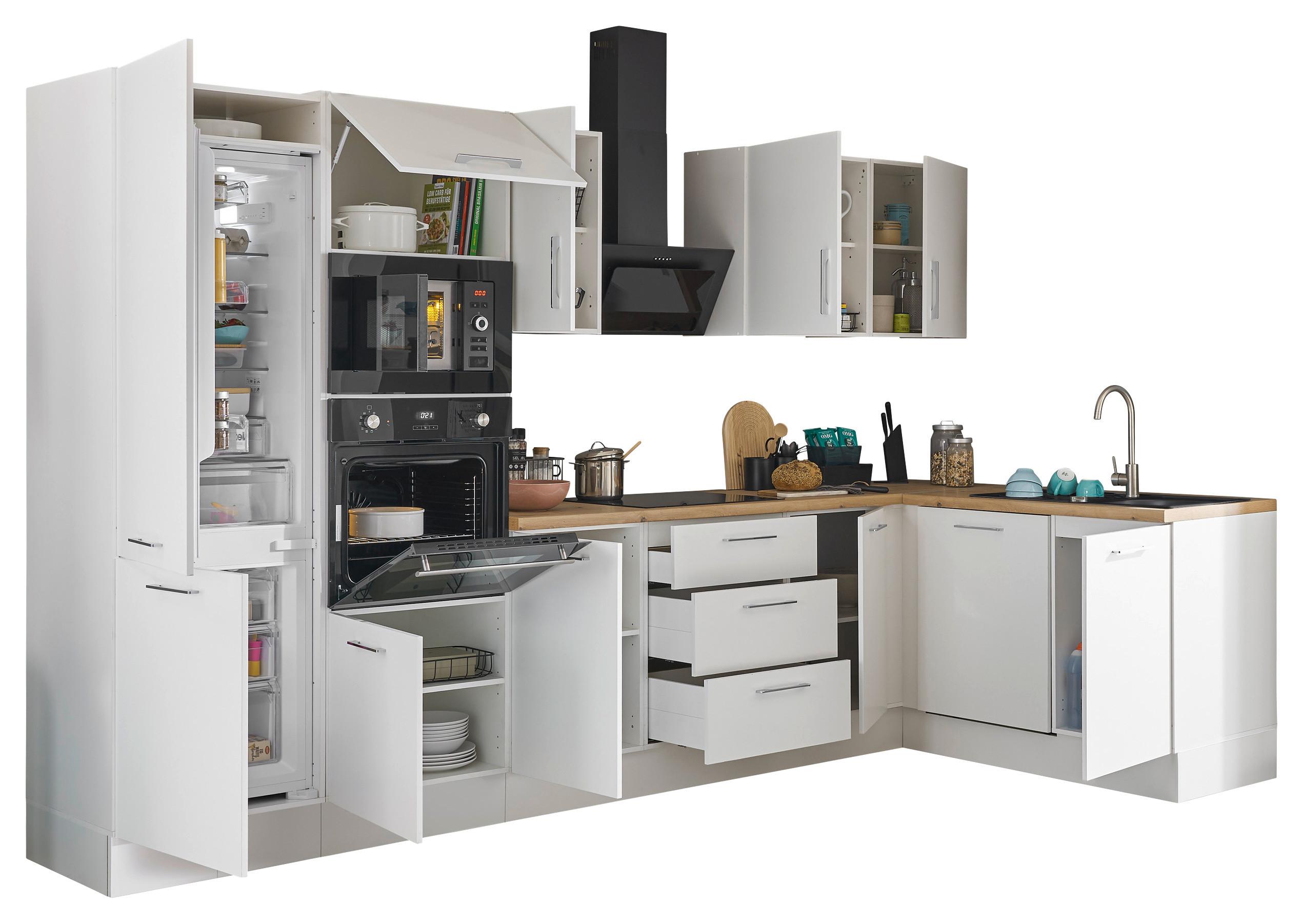 Eckküche Turin Weiss/Eiche Dekor 340x175 cm - Weiß/Eiche Artisan, Basics, Holzwerkstoff (340/175cm) - MID.YOU