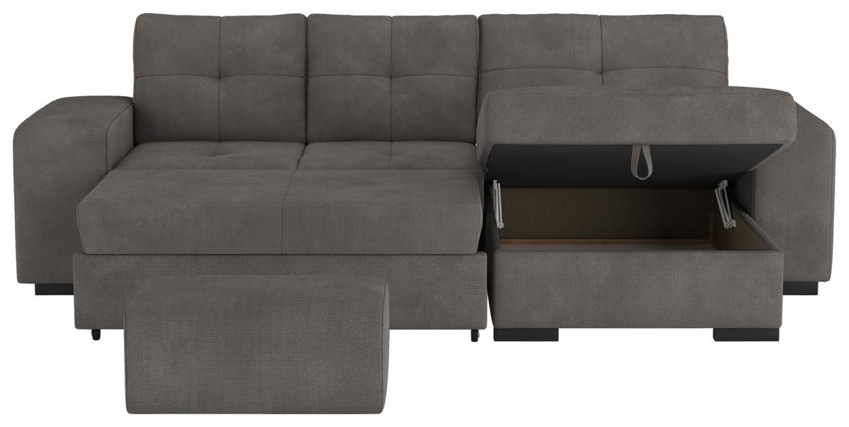 Eckschlafsofa Mattina D. Grau S: 268x156 Cm - Dunkelgrau/Schwarz, MODERN, Textil (268/156cm) - MID.YOU