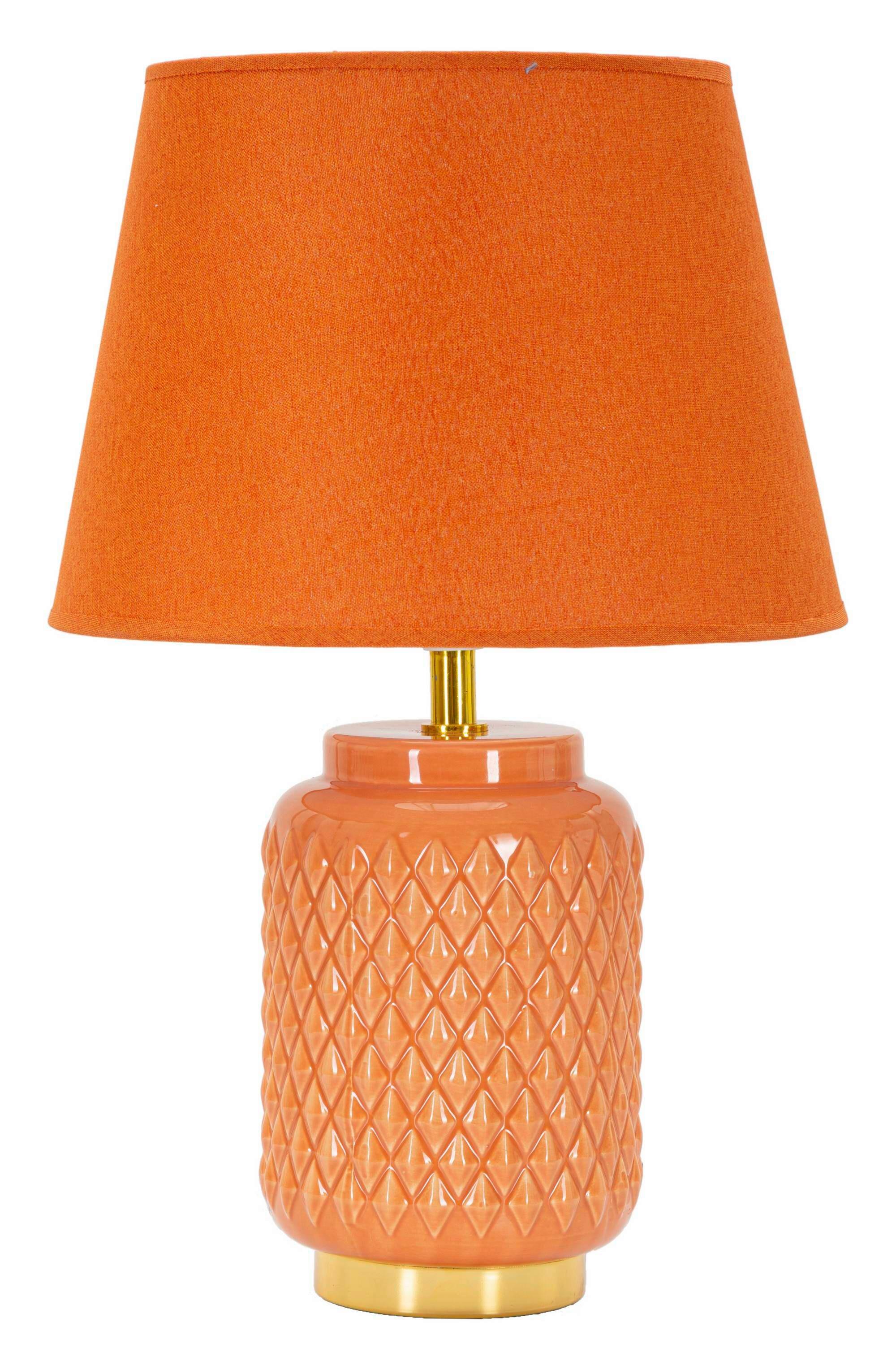 Tischleuchte Square Orange B: 28 cm - Orange, Basics, Keramik/Textil (28/44/28cm)