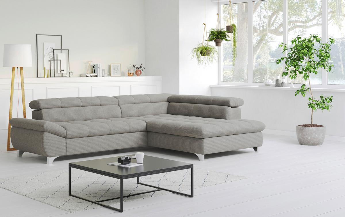 Ecksofa Gemini Grau, S: 312x234 Cm - Chromfarben/Grau, KONVENTIONELL, Textil (312/78-97/234cm)