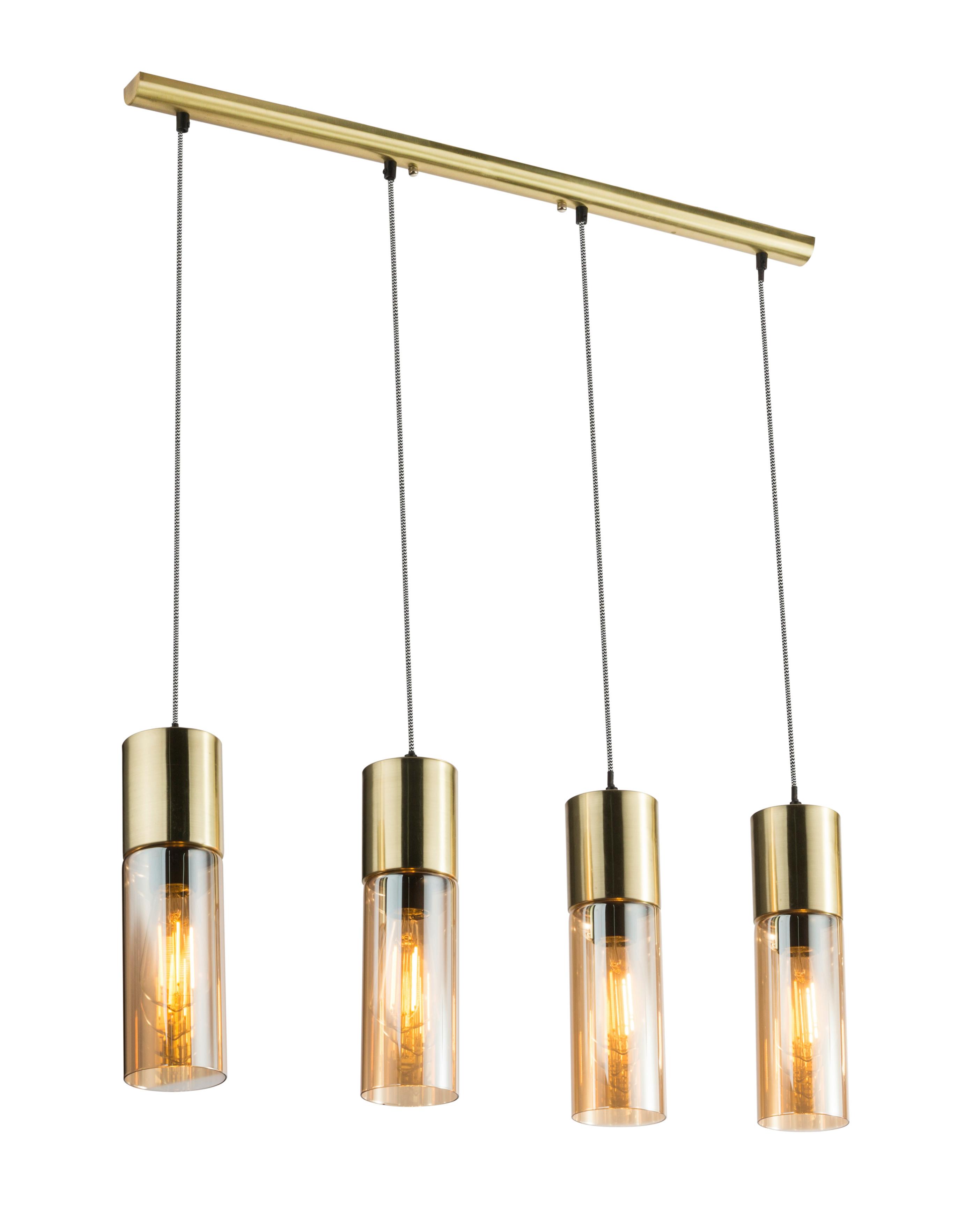 Hängeleuchte Nopä - Champagner/Goldfarben, KONVENTIONELL, Glas/Metall (80/9/156cm)