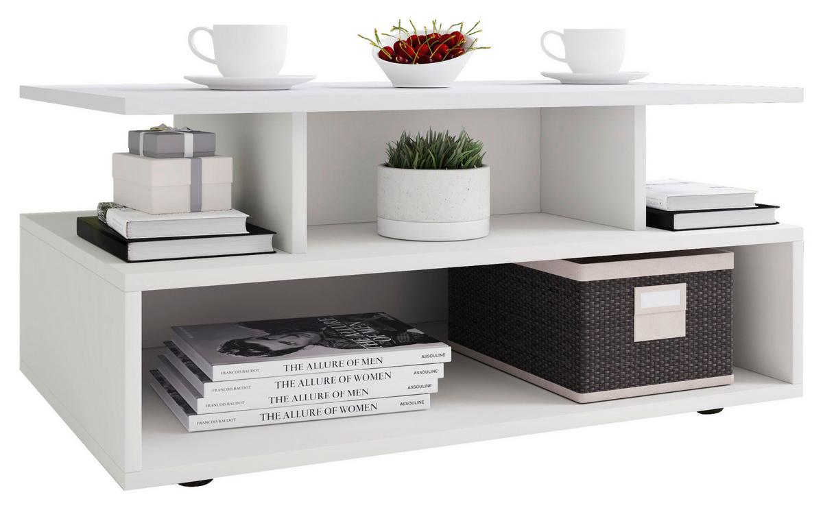 Konferenční stolek ESILA bílá - bílá/černá, Moderní, kompozitní dřevo/plast (80/50/40cm) - MID.YOU