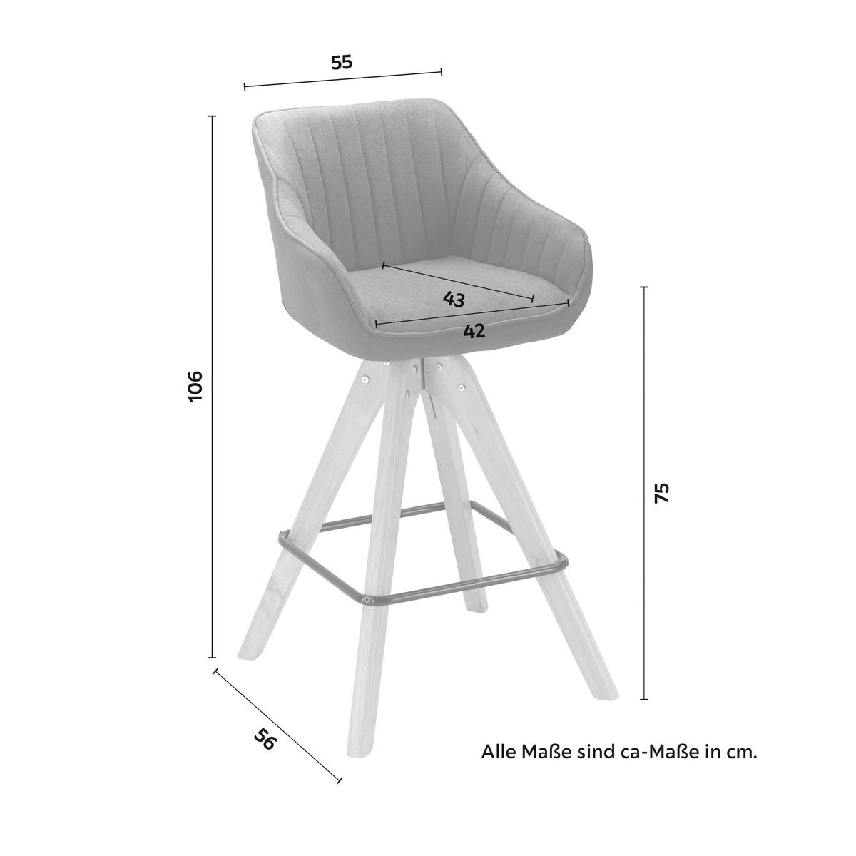 Barová stolička LONIE otočná - čierna/sivá, Modern, kov/drevo (55/106/56cm) - Bessagi Home
