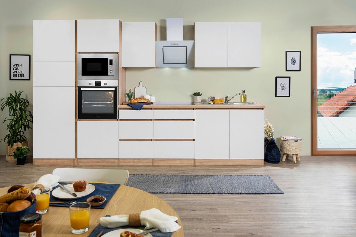 Küchenblock Lorena Küchenblock 335 cm - Eichefarben/Weiß, Basics, Holzwerkstoff (335cm) - Respekta