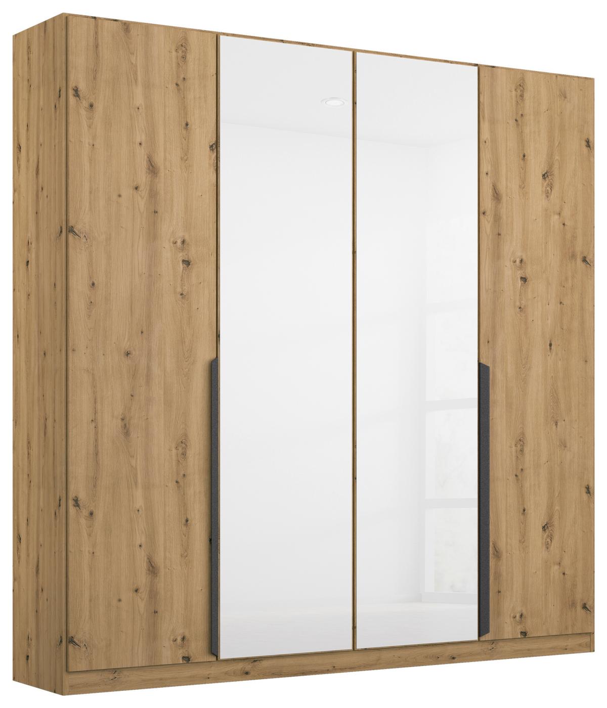 Drehtürenschrank Artemis B: 181 Cm Weiß/eiche Dekor - Weiß/Eiche Artisan, MODERN, Glas/Holzwerkstoff (181/210/54cm) - Rauch Möbel