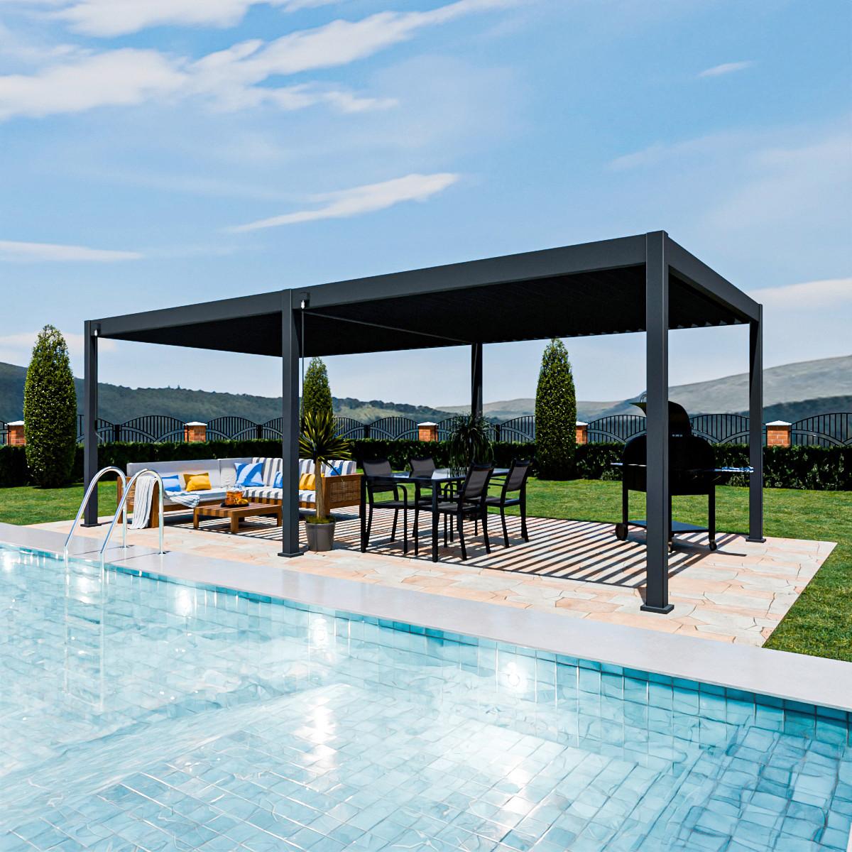 Pergola 360x720 Cm Wetterbeständig, Graphitfarben - Graphitfarben, Basics, Metall (360/720/255cm)