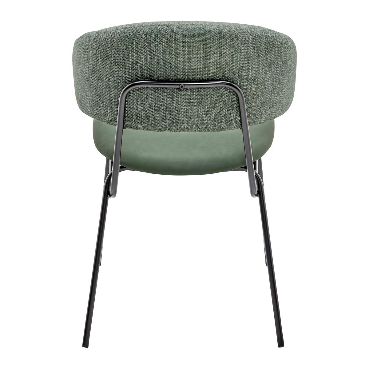 Jedálenská stolička ELLA zelená - čierna/zelená, Modern, kov/drevo (53/79/61cm) - Bessagi Home