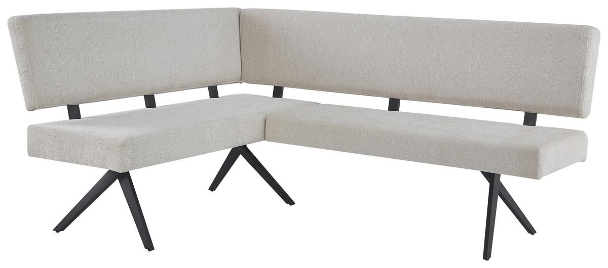 Eckbank Chios - Beige/Schwarz, KONVENTIONELL, Textil/Metall (150/190cm) - MID.YOU