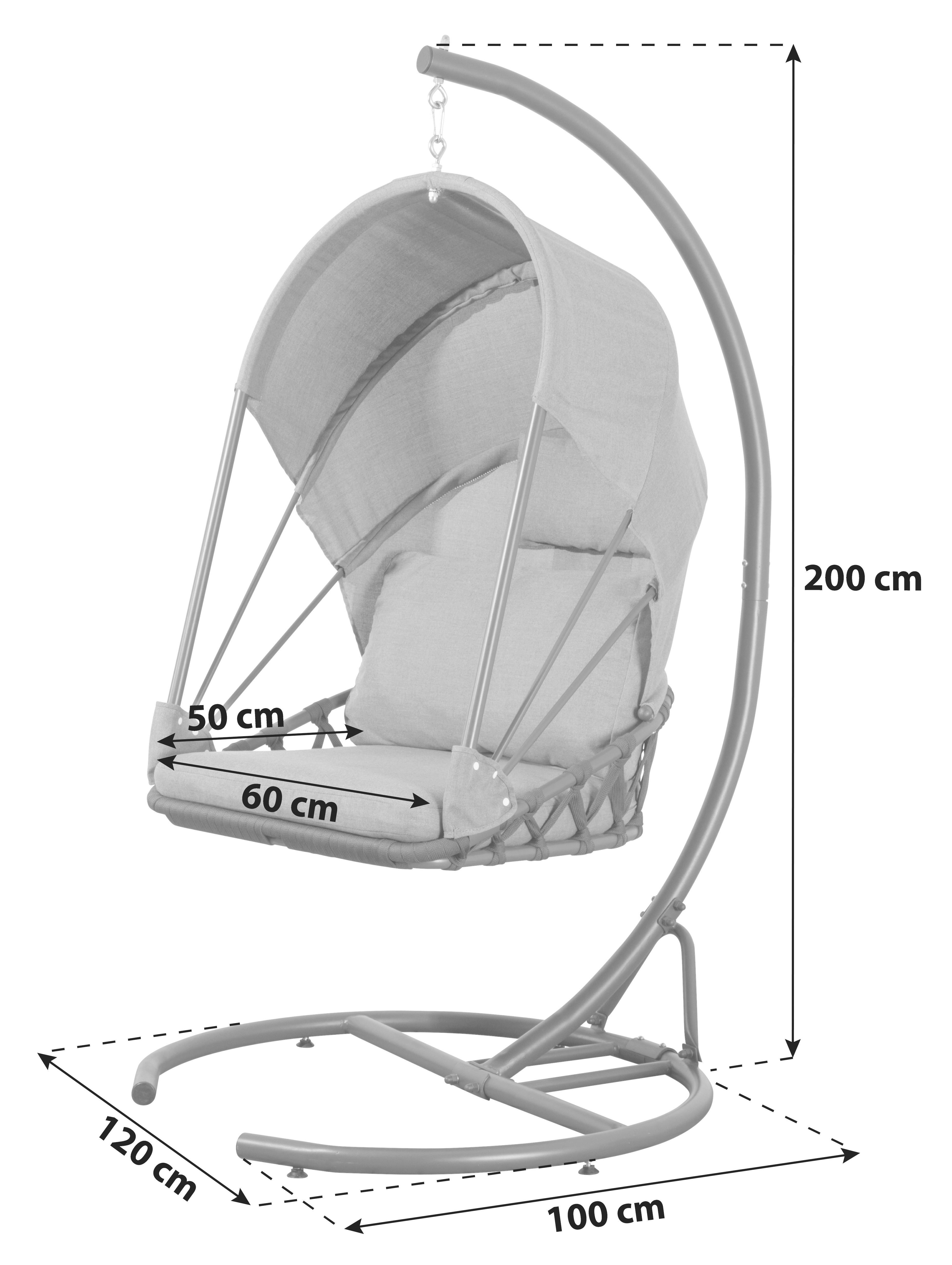 Hängesessel mit Gestell Acamp Moon Gepolstert - Anthrazit/Grau, Basics, Textil/Metall (120/100/200cm) - Acamp